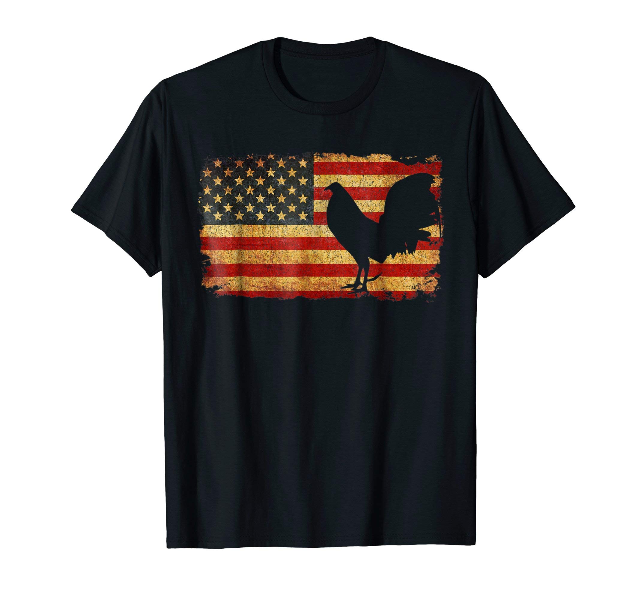 Vintage US Flag Cock Fight T Shirt T-ShirtOEKO-TEX STANDARD 100