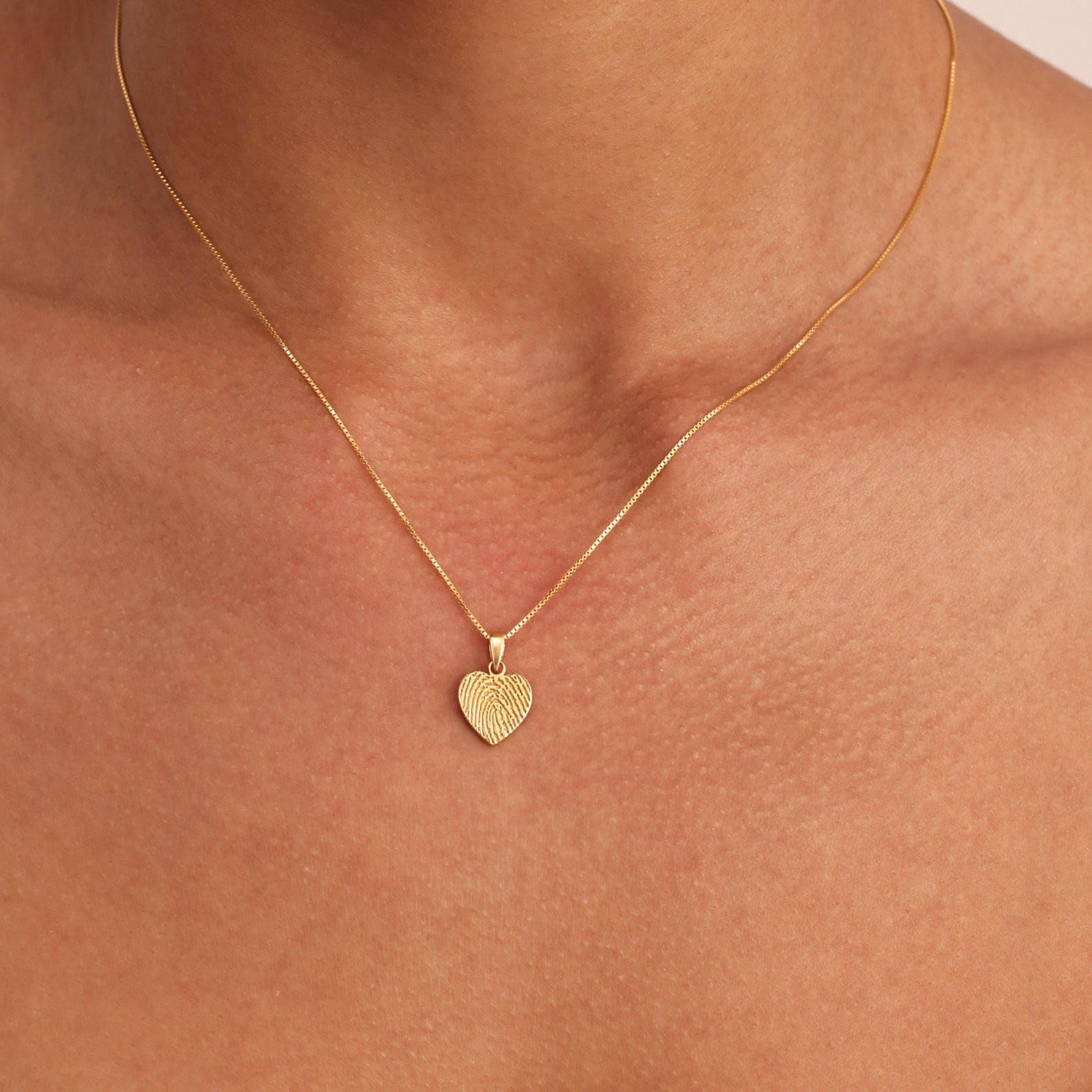 Cuore ciondolo impronta digitale Collana argento sterling 925 Ciondolo fatto a mano commemorativo Festa della mamma fatta a mano