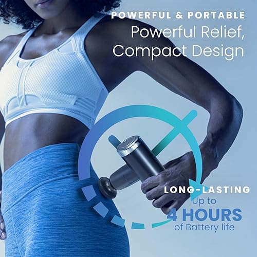 Miniatura 7 de HOM - Mini pistola de masaje de tejido profundo, masajeador de mano silencioso y portátil para tratar el dolor muscular, el dolor de espalda y el