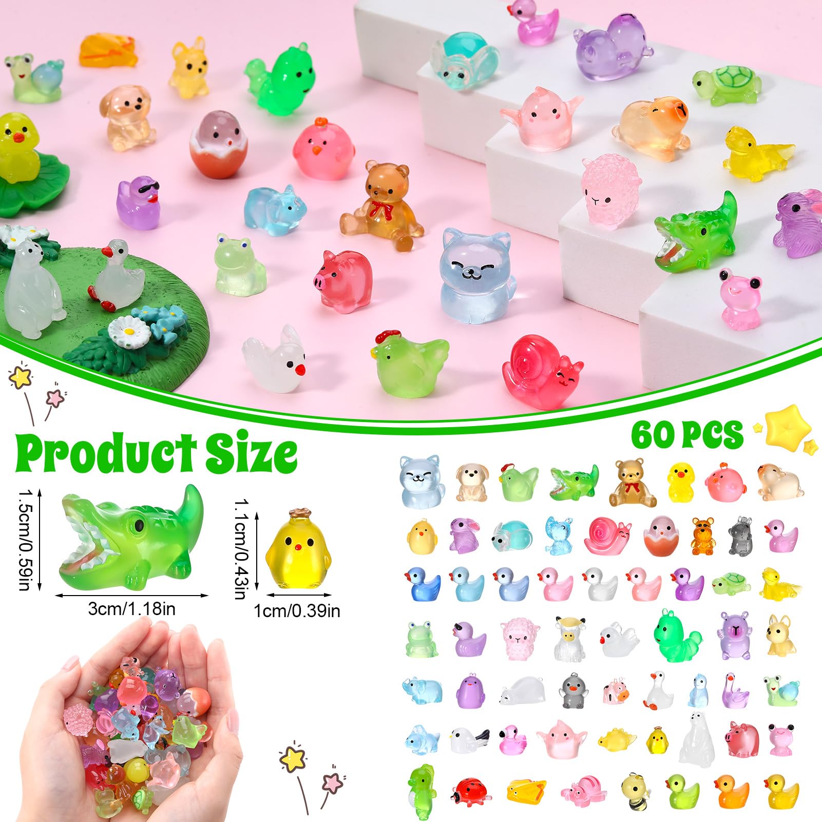GSrenyu 60 Pcs Mini Resin Animals - Image 2