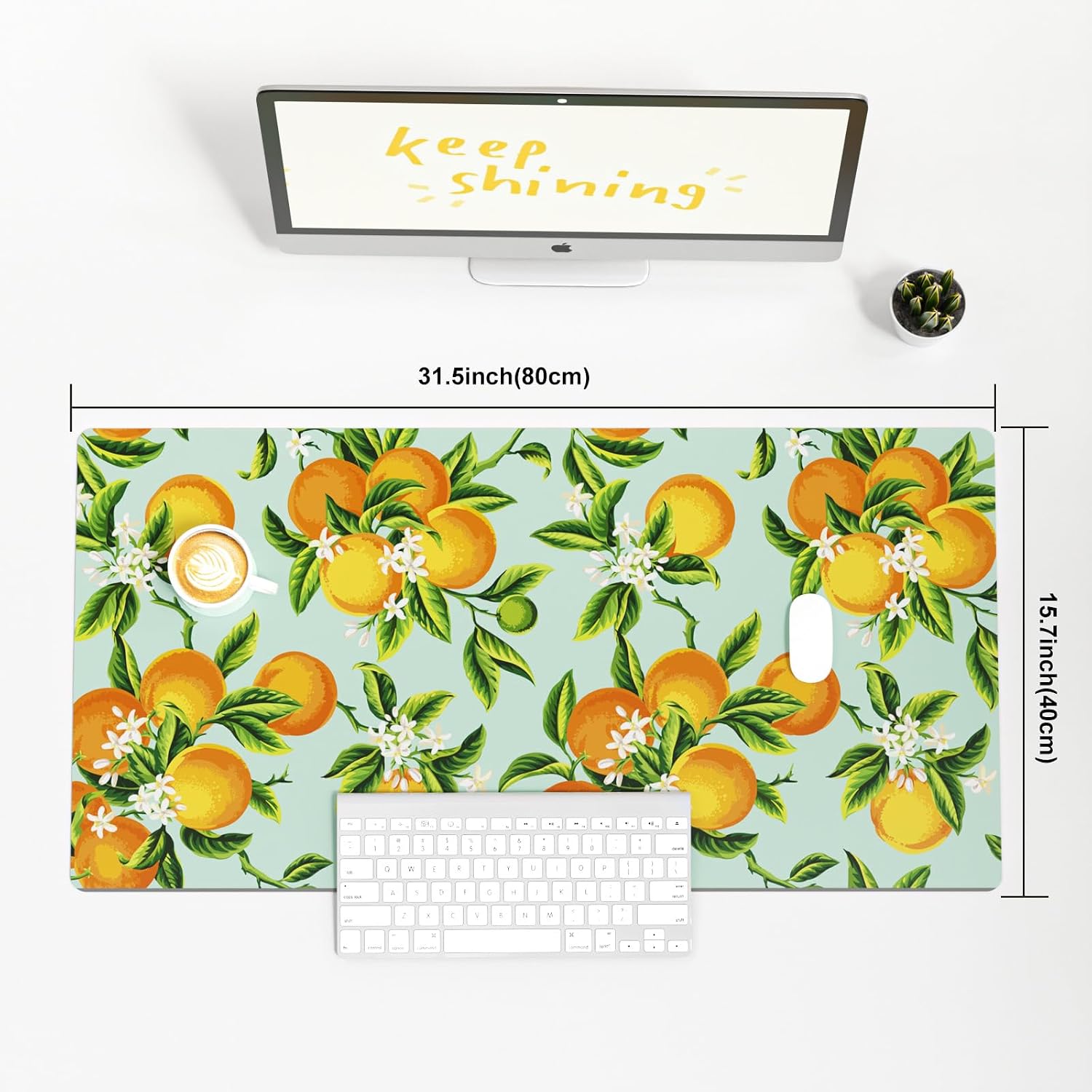 Colorful Star Large Mouse Pad, Watercolor Orange Desk Mat Office Supplies, Waterproof Faux Leather Big Gaming Mousepad, Fruits Flowers Desk Pad Home Office Décor Accessories 31.5" x 15.7" image 3