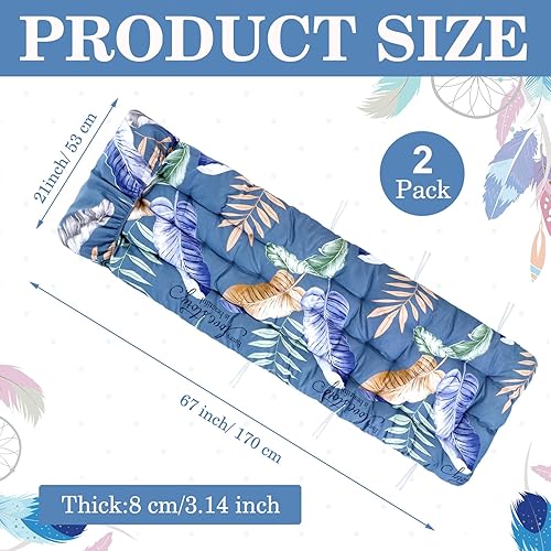 Miniatura 2 de 2 cojines para tumbona para exteriores, 67 x 21 pulgadas, para patio, con estampado floral, almohadillas gruesas de repuesto para muebles de