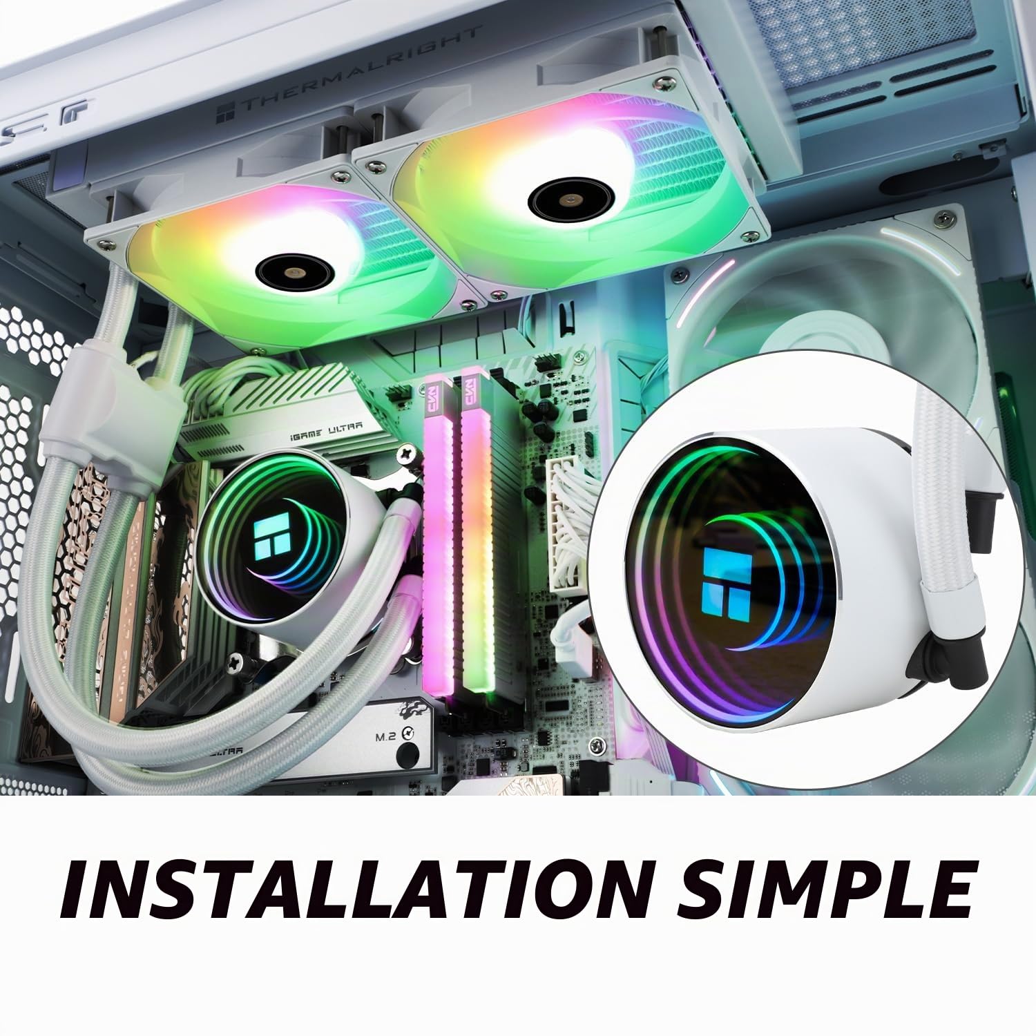 TR Frozen Notte 240 BLANC ARGB V2 Refroidisseur de processeur à eau, Spécifications du Ventilateurs doubles PWM, Roulements S-FDB, Convient pour AMD/AM4 AM5, Intel LGA 1700/1851/1151/1200/2011