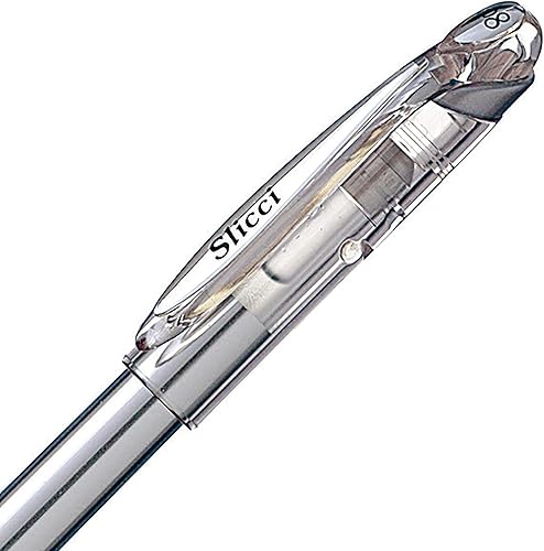 Miniatura 4 de Pentel Arts Slicci (BG208-Z), punta de aguja de 0.031 in, bolígrafo de gel mediano, tinta metálica plateada (BG208-Z), paquete de 12