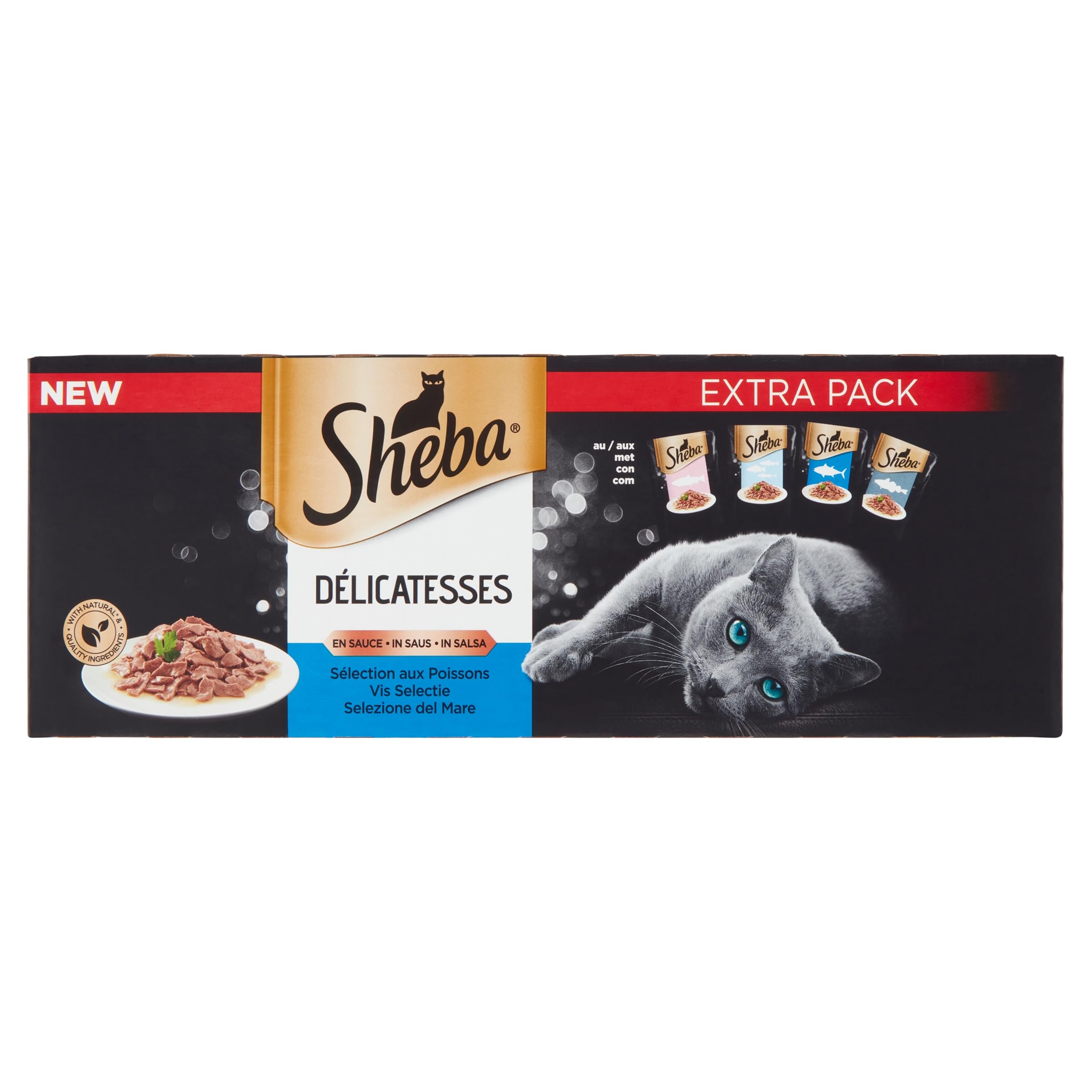 SHEBA Sauce Collection Selezione di pesce salsa amante bustine freschezza per gatto adulto 4 varietà 40x85g