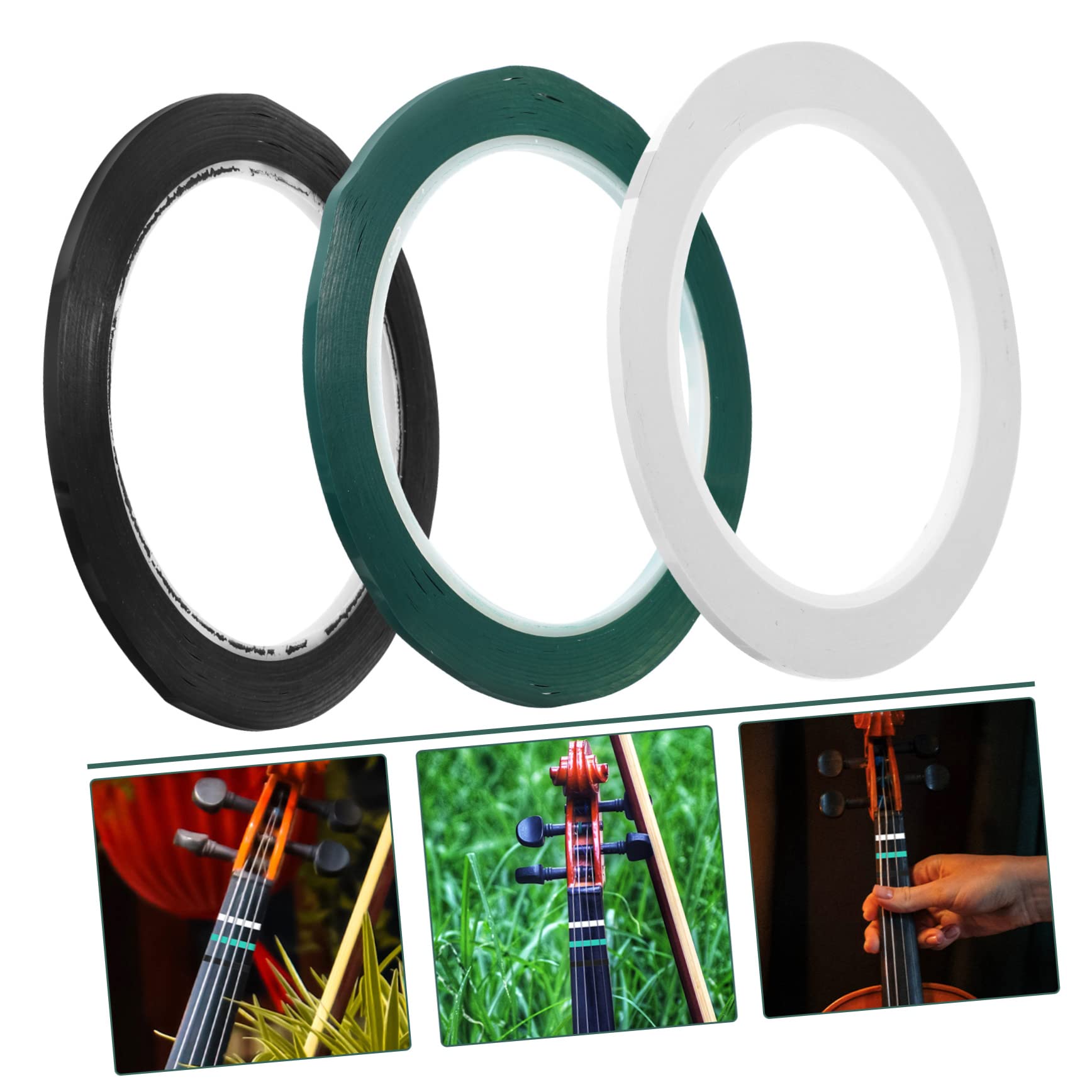 Abaodam 12rotoli Nastro Adesivo Per Violino e Violoncello Etichette Colorate Per Pratica Musicale Adesivo Removibile Per Principianti Verde Nero Bianco