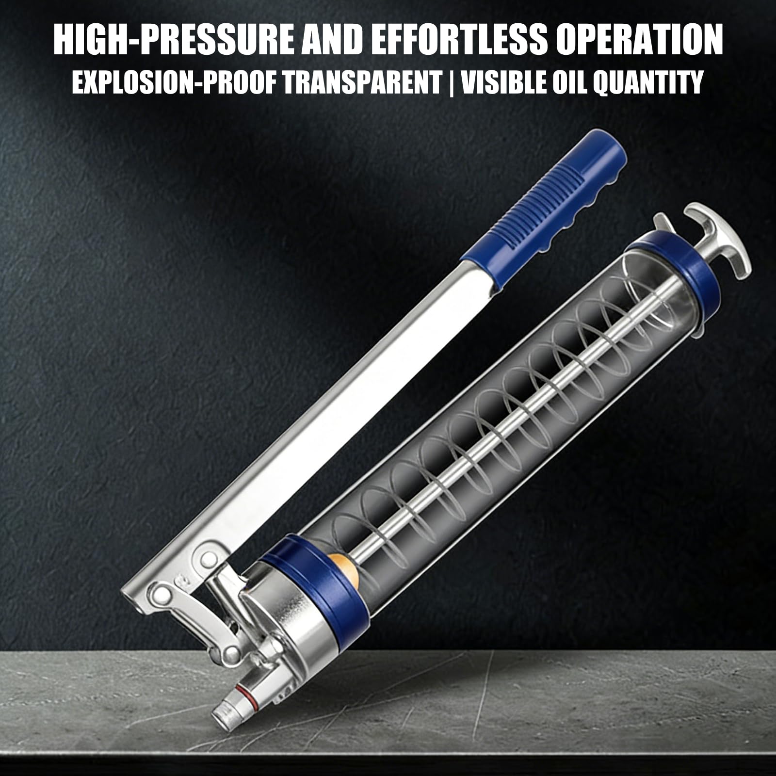 Lubricación profesional de cuerpo de aluminio con mango para maquinaria industrial, tubo de grasa transparente, bombas de grasa manuales