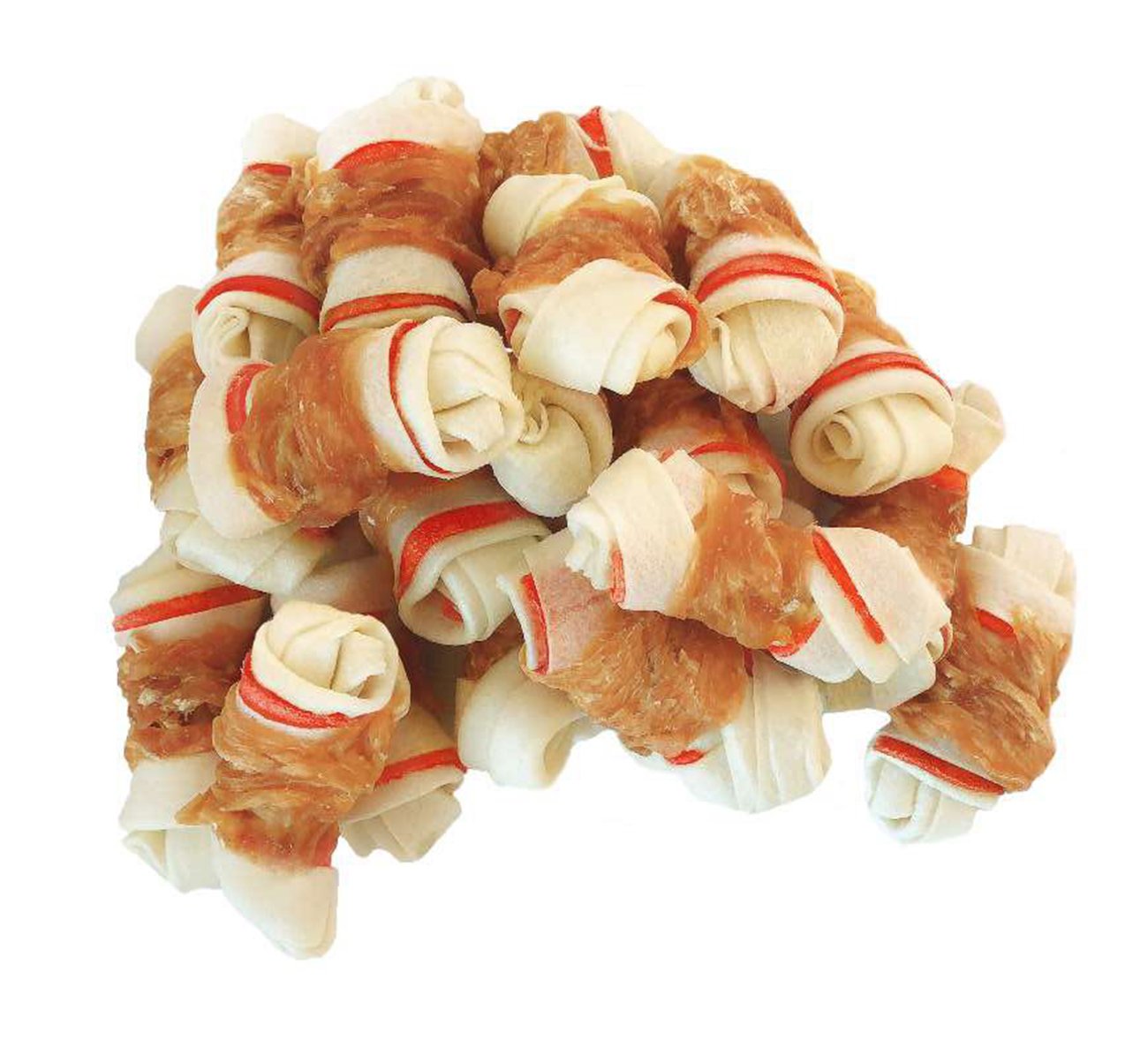 Dog Treats Chicken Wrapped Rawhide Bones for Small Dog Treats Puppy Chews Snacks Promotes Healthy Chewing Chicken Wrapped Knot 2.5" 1lb