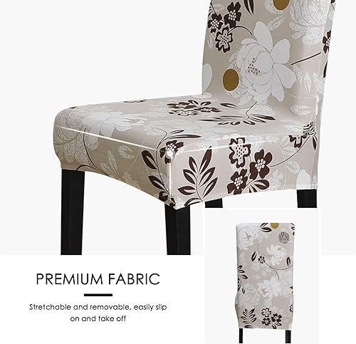 Miniatura 8 de FORCHEER Juego de 2 fundas elásticas para sillas de comedor, estampadas, elásticas, lavables, extraíbles para cocina, hotel, restaurante, ceremonia,