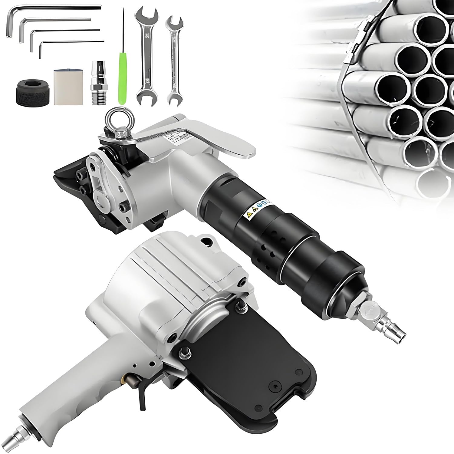 XCSCUK Pneumatic Steel Strapping Machine,8500 N Tension Force High Tensile Strapping Packaging Machine, Tensioner and Cutter Sealer,for Packaging (19mm)