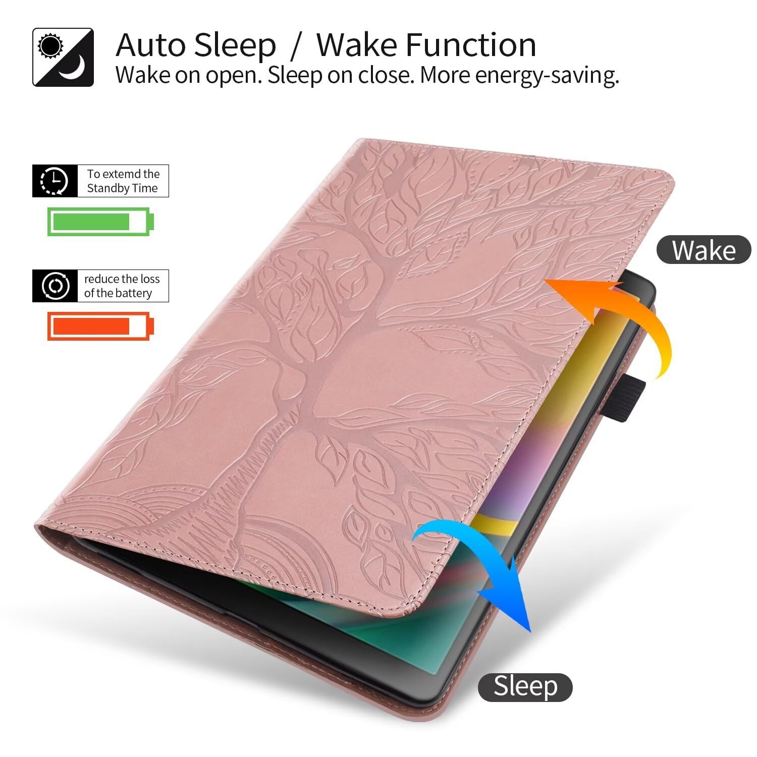 ONETHEFUL Custodia a libro flip per Honor Pad X9 11,5 pollici 2023 Custodia in pelle PU Life Tree Stand Custodie protettive per tablet - Rosa