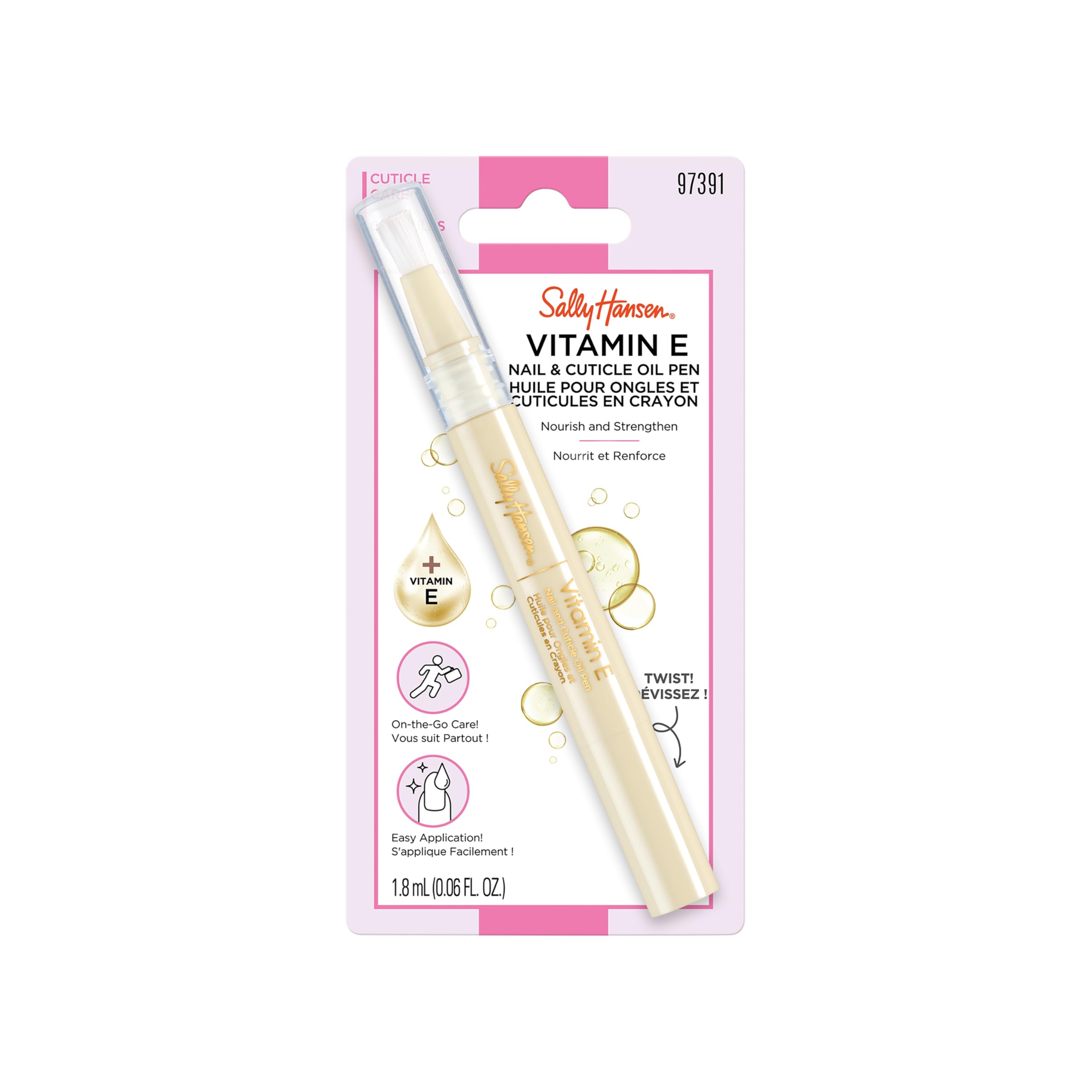 Sally Hansen Vitamin E Nail & Cuticle Treatment Pen | Hydrates and Conditions Dry Nails | Nourishing Formula with Apricot Oil | Smooth,