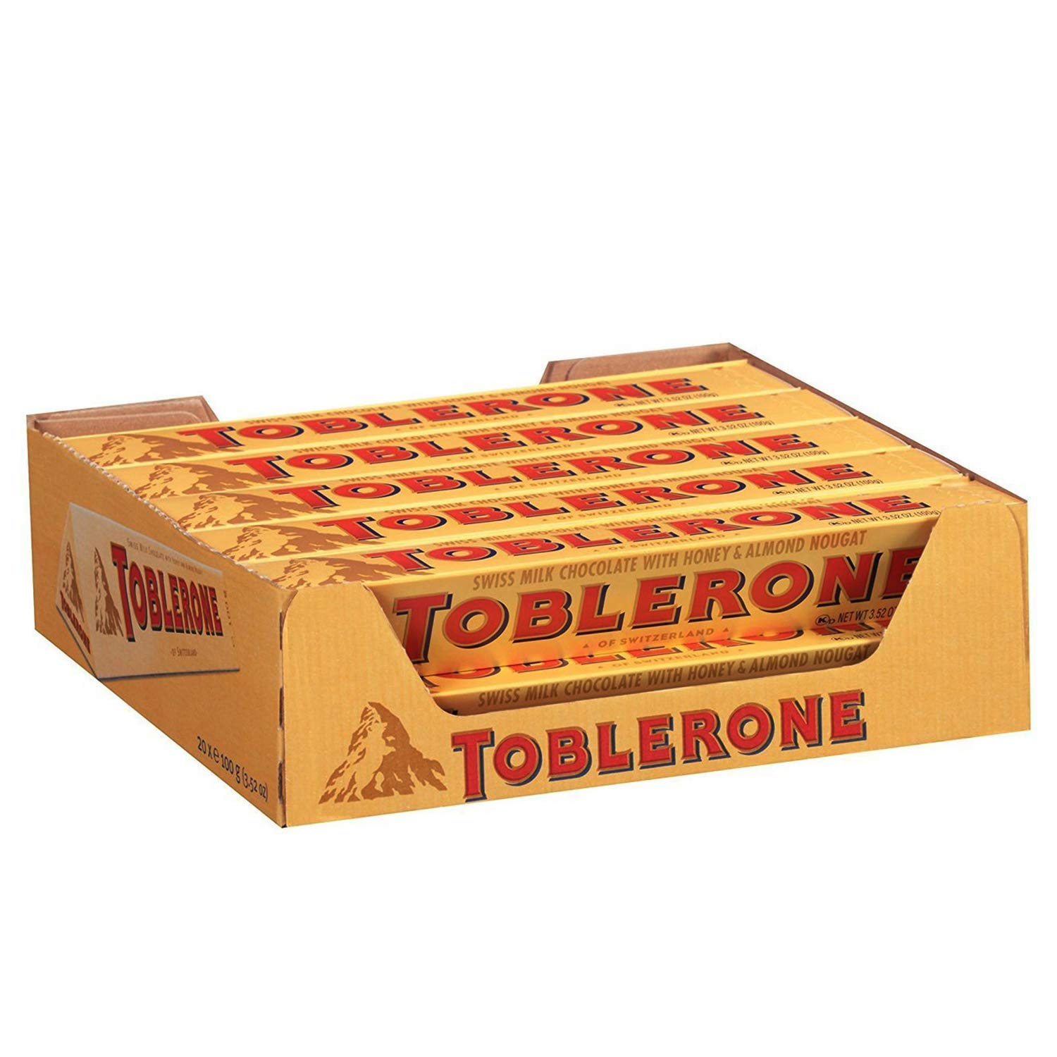Toblerone Milk Chocolate With Honey And Almond Nougat Pack Of 12, X 100 G - 1200 Gm