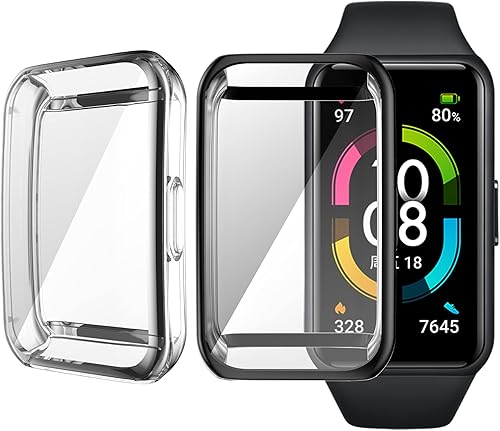 Funda protectora de pantalla compatible con Huawei Honor Band 6, ultrafina y suave, chapada en poliuretano termoplástico, carcasa completa,
