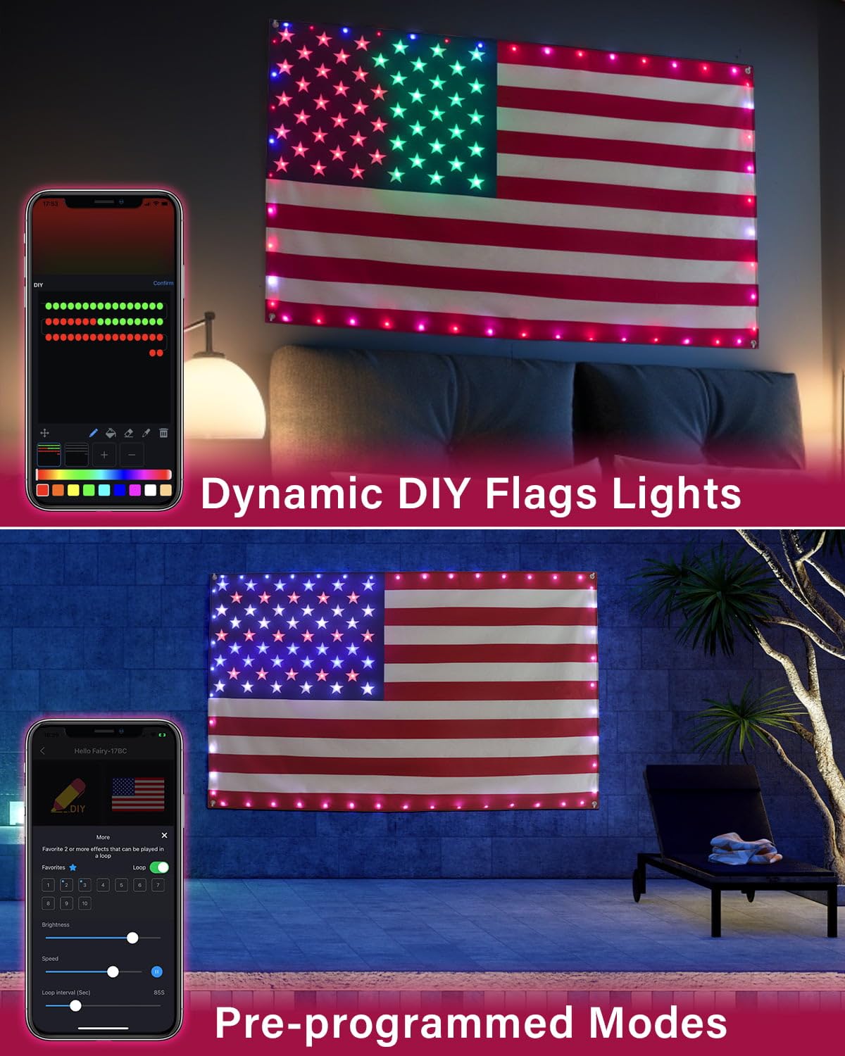 Lighted American Flag Display ALPINE® Solar USA Flag Stake With White