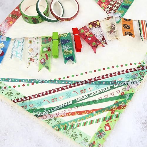 Miniatura 6 de Juego de 60 rollos de cinta washi navideña, 4 tamaños, cinta adhesiva decorativa, Navidad, Acción de Gracias, otoño, Halloween, invierno, cinta