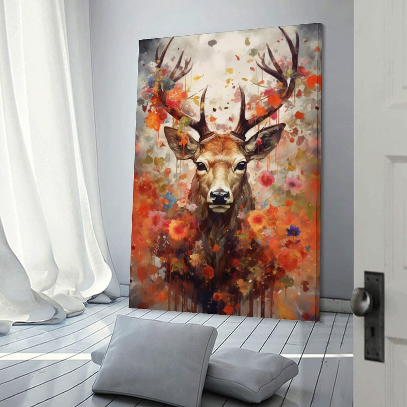 Junmoney Antlered Wall Art Print, 12x18inch(30x45cm), for Corridors, Hallways Or Apartment Entries, Wall Decor to Refresh Empty Corners