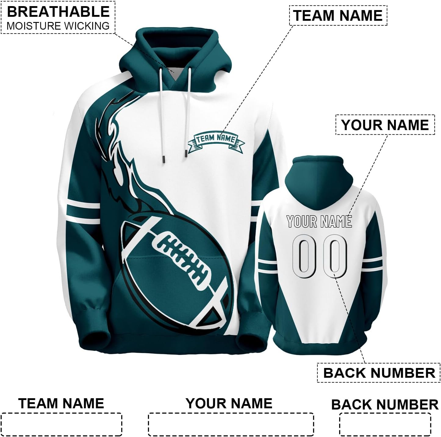 Football Hoodie City Sweatshirts Fans Gifts Casual Hooded Collar Drawstring Hoodie Pullover for Men Women S-3XL