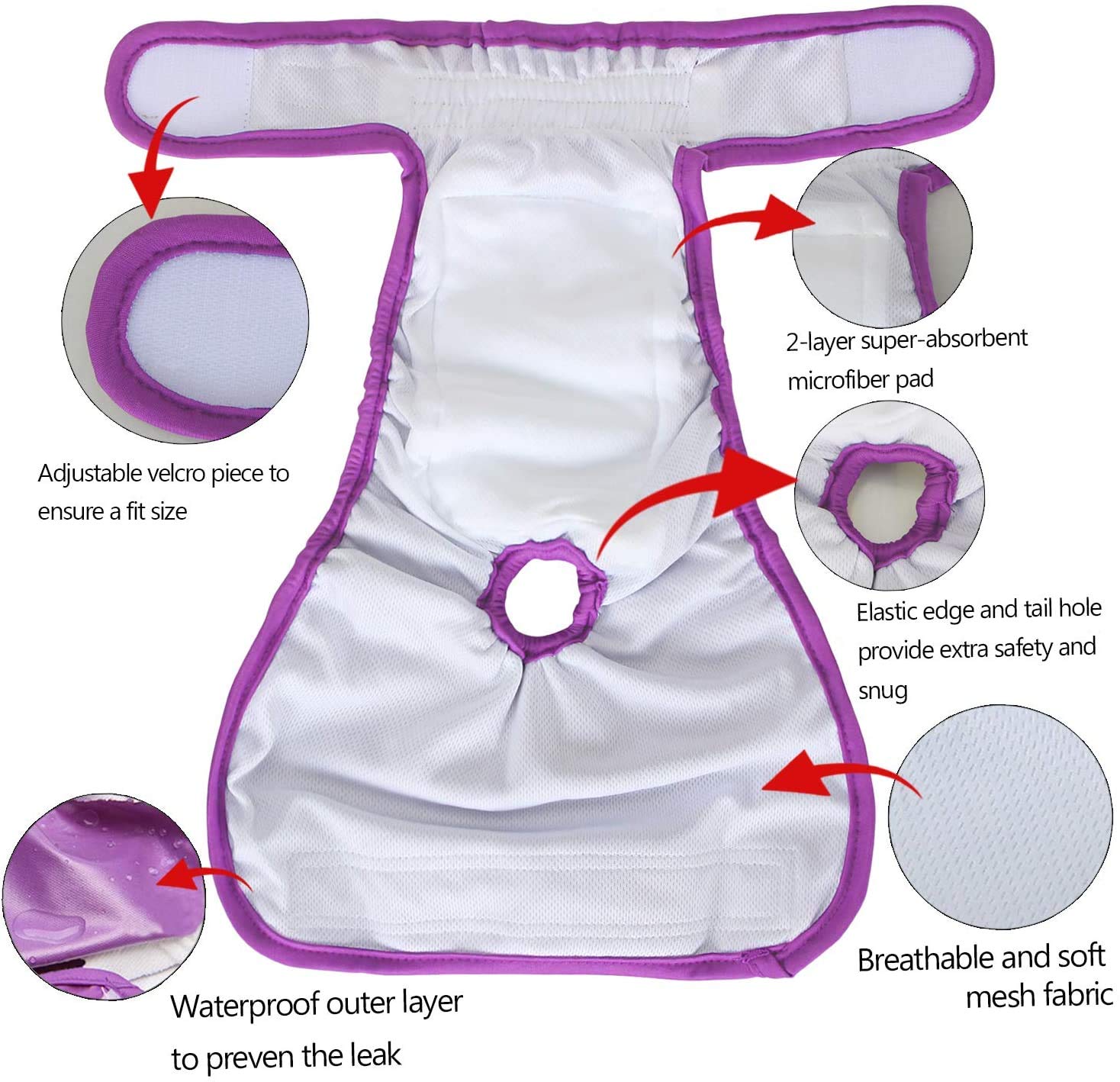 Teamoy 4pcs Pannolini Cane Femmina, Nero + Verde + Rosa + Viola, XL | Pantaloni per Cani Lavabili e Riutilizzabili, Pet Pannolini Altamente Assorbenti e Confortevoli