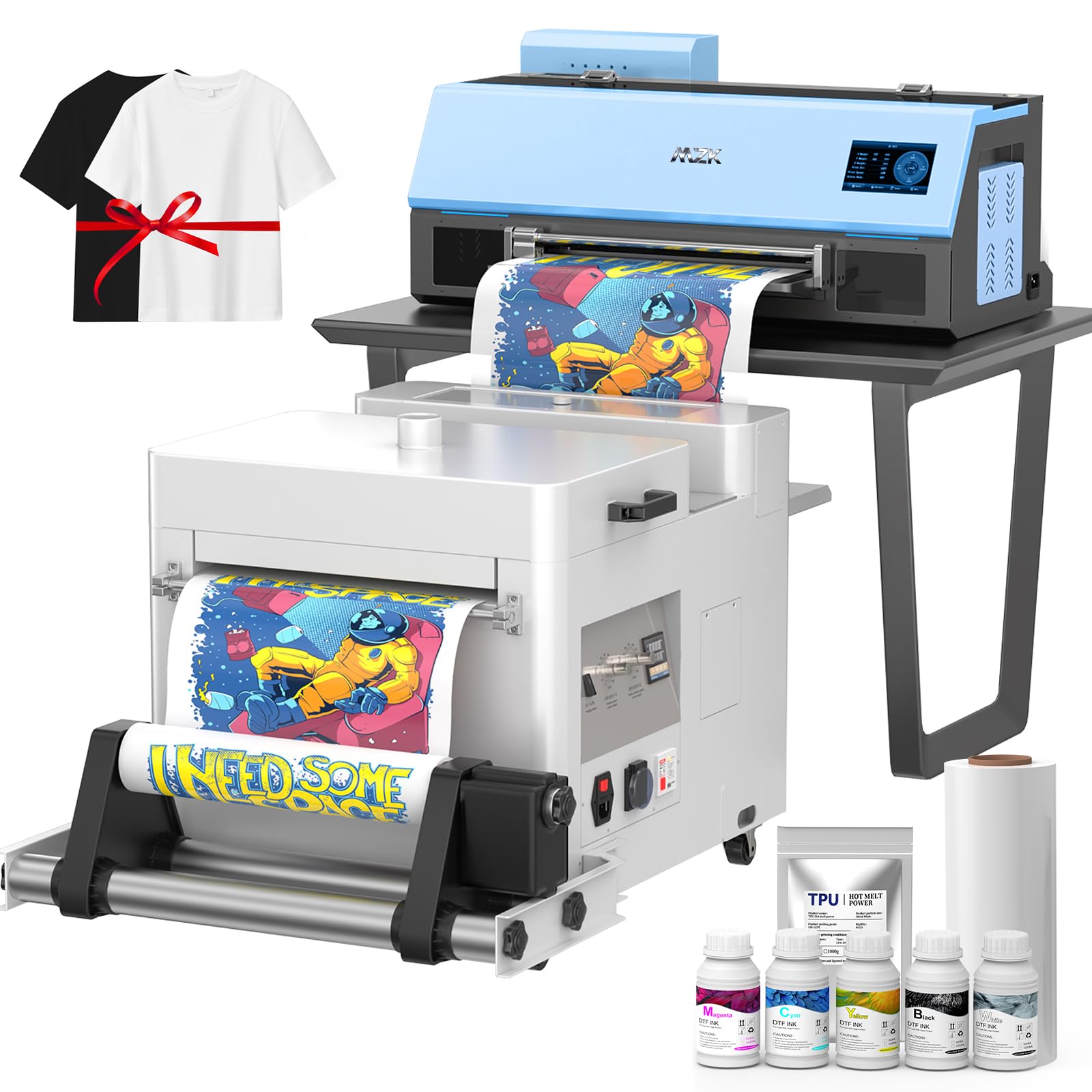 MZK A3 Pro F1080 DTF Printer(XP600 Gen2),Automatic Time Cleaning Maintain printhead+Ink Anti-Clog Design,2X Faster,13+" DTF Film,5" LED Touch Screen,