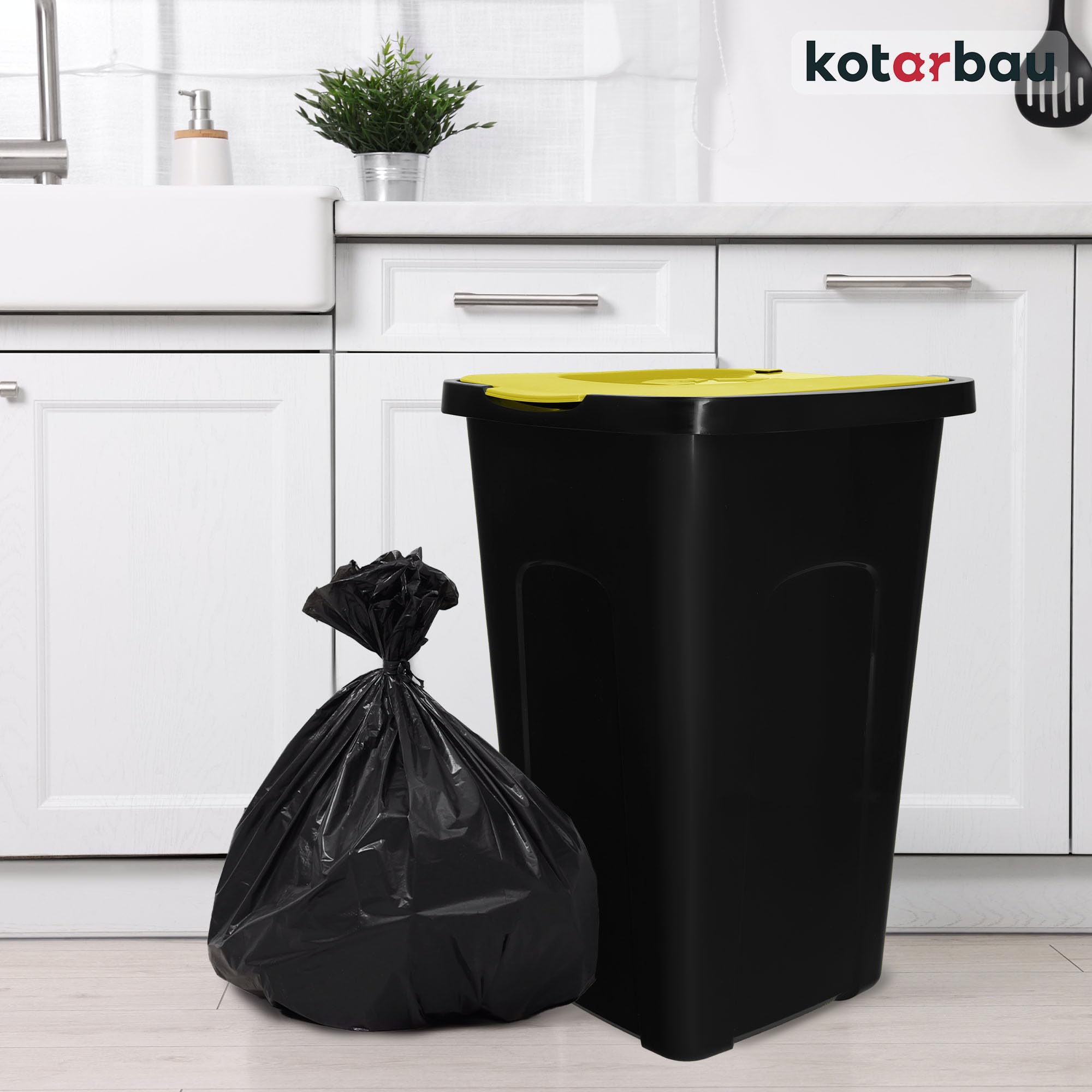 KOTARBAU® Set 3 Poubelles Tri Sélectif 50L | Poubelle Jaune | Poubelle Cuisine 50 litres Tri Sélectif | Poubelle Extérieur 50L | Poubelles de Recyclage | Poubelle Tri Sélectif 50L | Poubelle Jaune