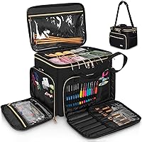 FREEAMG Large Black Knitting Bag Yarn Storage Tote - Crochet Organizer with Dividers for Needles, Hooks & Accessories
