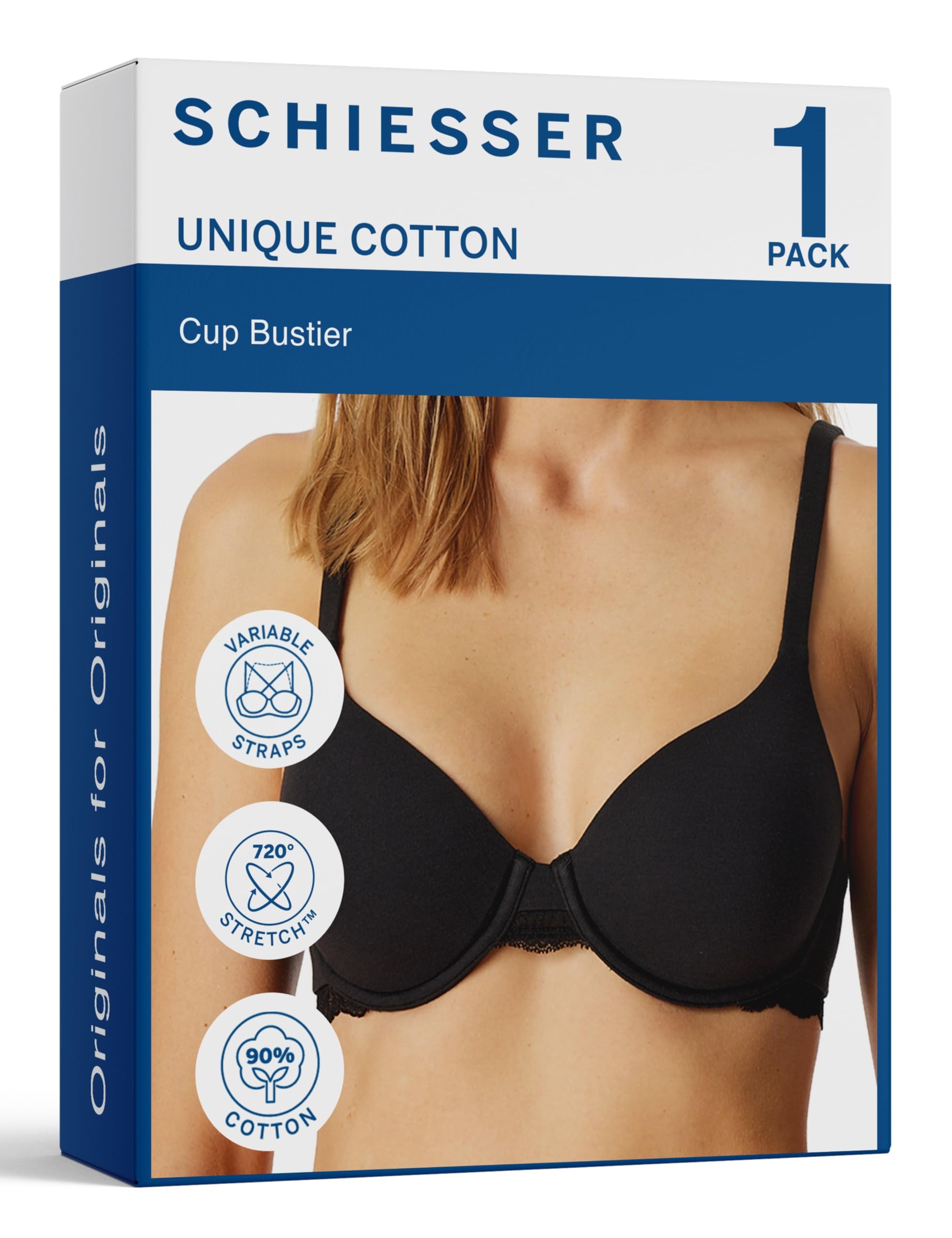 Schiesser Damen Bügel BH mit Schale und Spitze - Unique Cotton