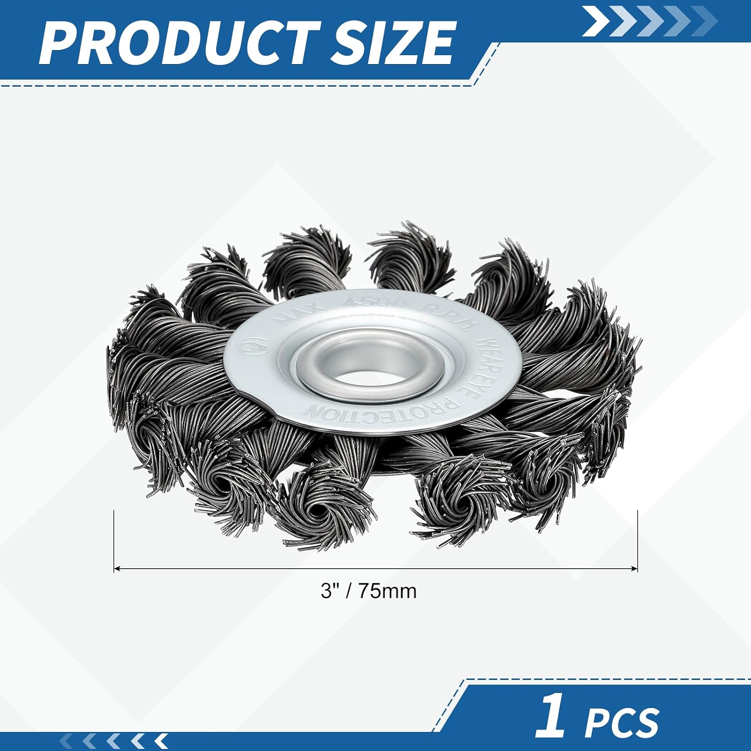 3" Wire Brush for Bench Grinder with 1/2in Arbor image 2