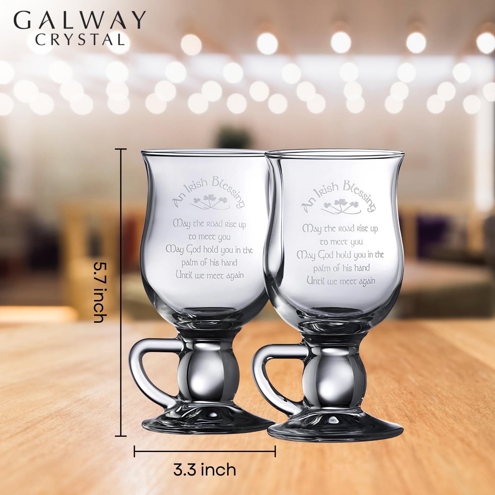 Amazon.com | GALWAY Crystal Irish Blessing Latte Glasses, Elegant