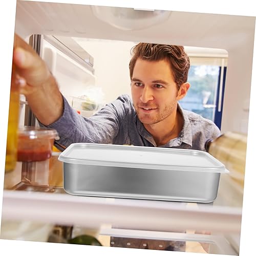 Miniatura 6 de Yardwe Caja de dumpling para refrigerador con tapa de acero inoxidable apilable para refrigerador contenedores de almacenamiento de alimentos