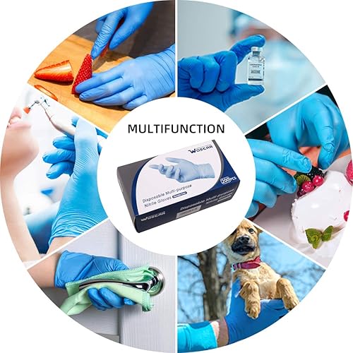 Miniatura 3 de Wostar Guantes desechables de nitrilo sin polvo y látex, guantes de examen de nitrilo desechables no estériles de 4 mil para pantalla táctil