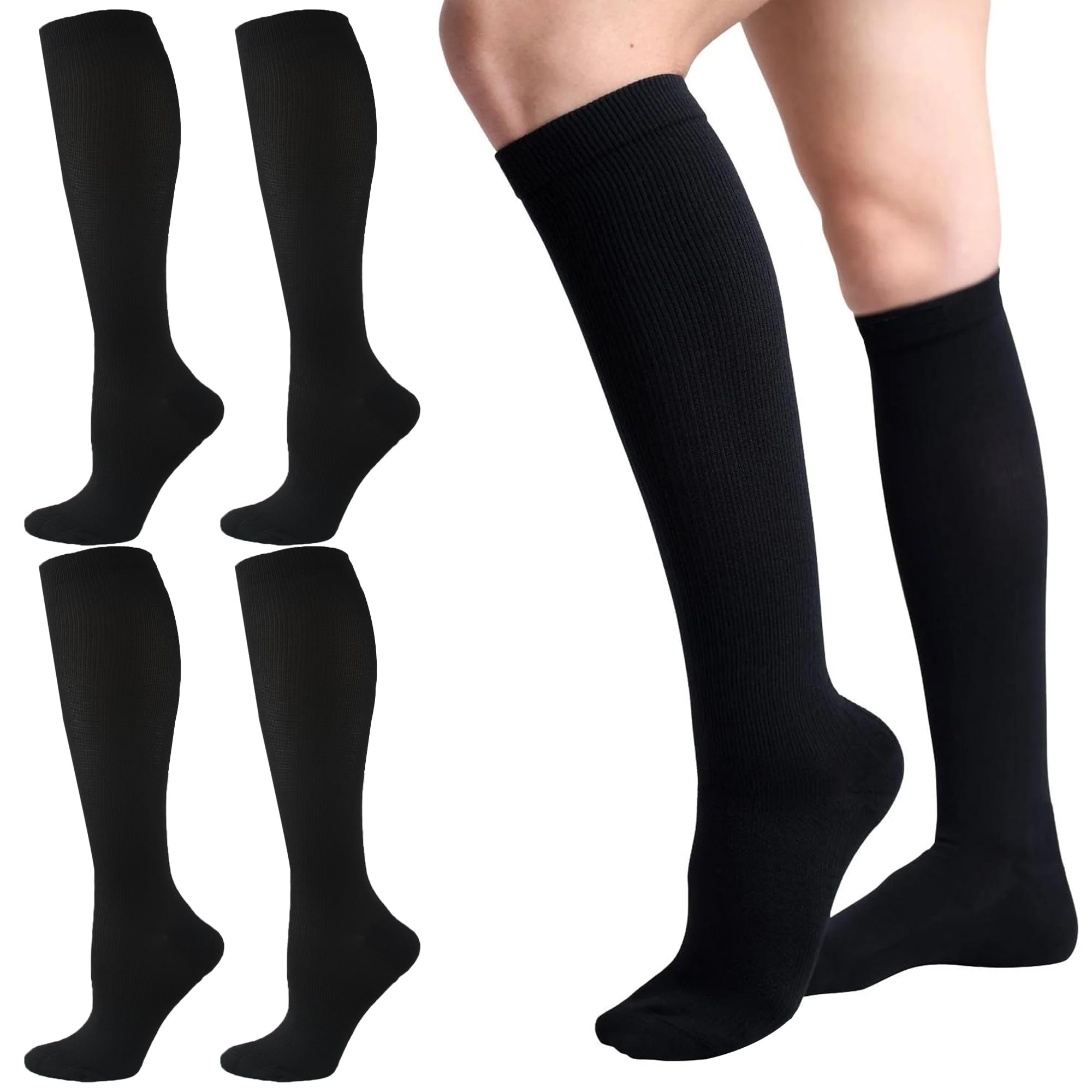 6 Pairs Compression Socks for Women and Men Circulation, 20-30 mmhg Support for Athletic Running, Hiking, Nurse, Recovery