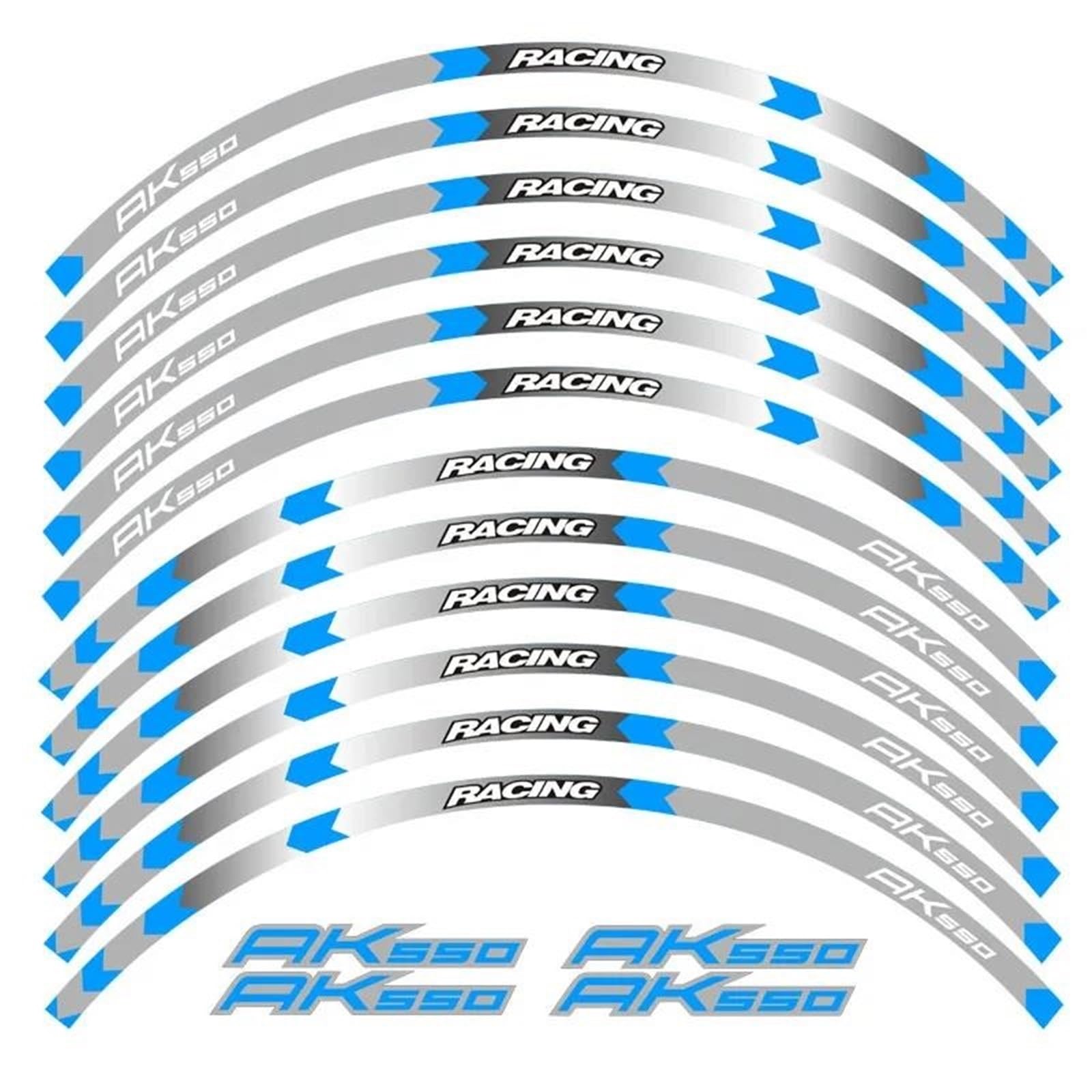 12 Strips Motorcycle Reflective Decals Wheels Rim Stickers Decoration Styling Sticker for KYMCO AK550 Ak 550 Motorbike(Color3)