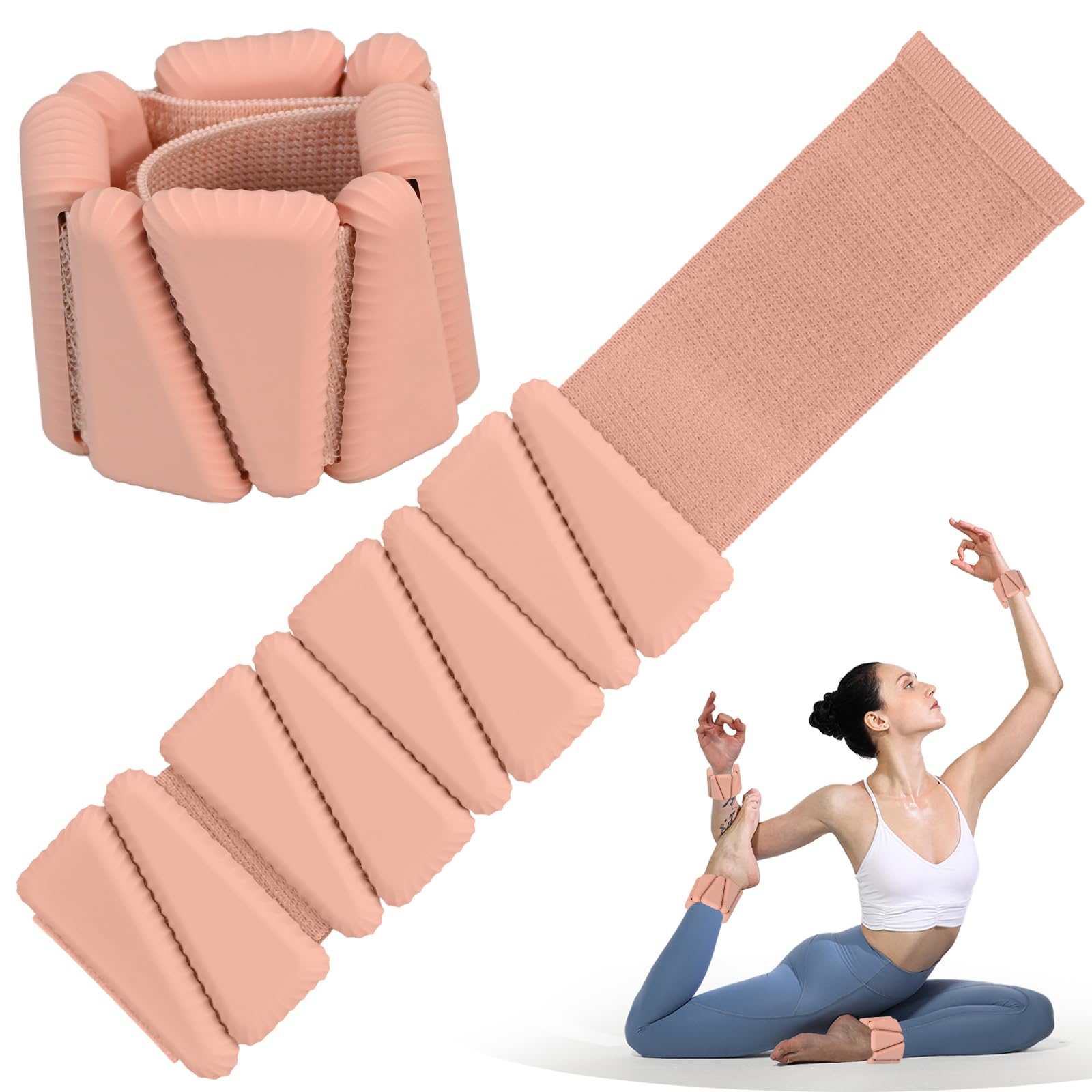 Adjustable Wrist Weights Set of 2 (0.5KG Each,1kg Total) Pilates Wrist and Ankle Weights for Women,Suitable for Walking, Yoga, Dance, Exercise, Pilates (Apricot, 1kg(0.5KG Each))