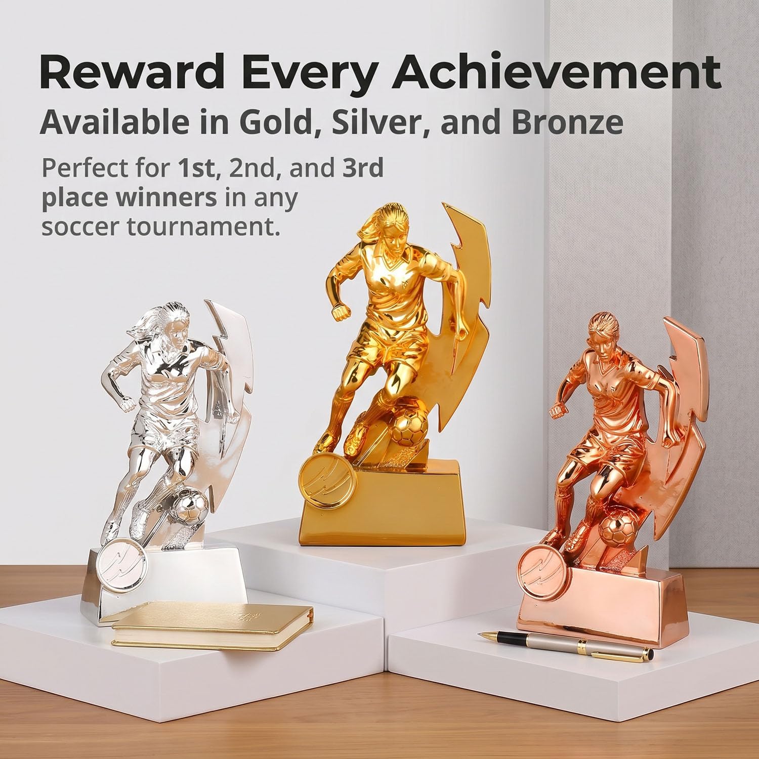 Trofeo Calcio Femminile, Statuetta Miglior Marcatrice per Ragazze e Giocatrici, Trofeo Giocatrice della Partita, Regalo Sportivo da Collezione per Scrivania