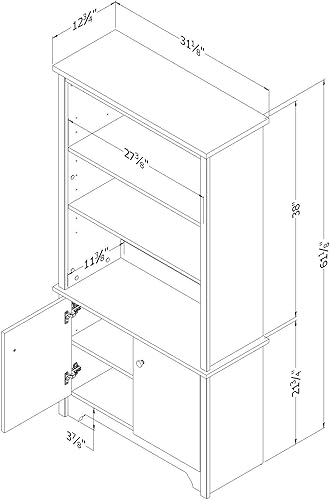 Miniatura 3 de South Shore Vito - Estantería alta de 3 estantes con 2 puertas, color negro puro con pomos de metal
