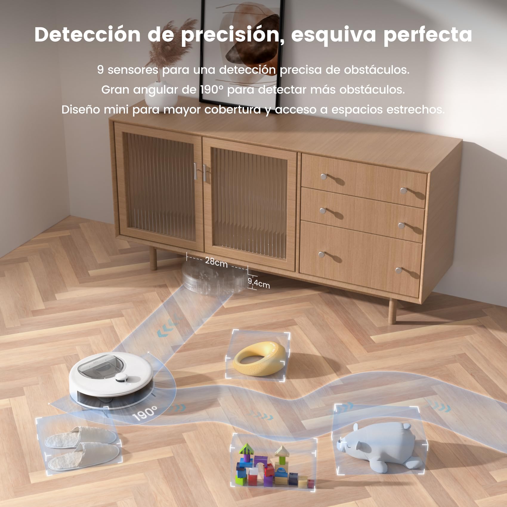 OKP Robot Aspirador y fregador, 6000 Pa,Depósito de Agua de 200 ML, 150 Mins Máx, Navegación LiDAR y Tecnología PSD190°, App/Alexa/Google, para Suelos Duros y Pelo de Mascotas, L6 Aqua Blanco