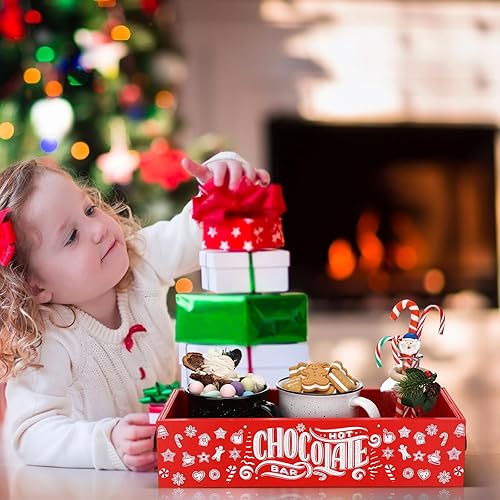 Miniatura 6 de Soaoo Caja de almacenamiento de madera de cacao caliente, barra de cacao caliente, decoración navideña, cacao caliente, lindos cubos de