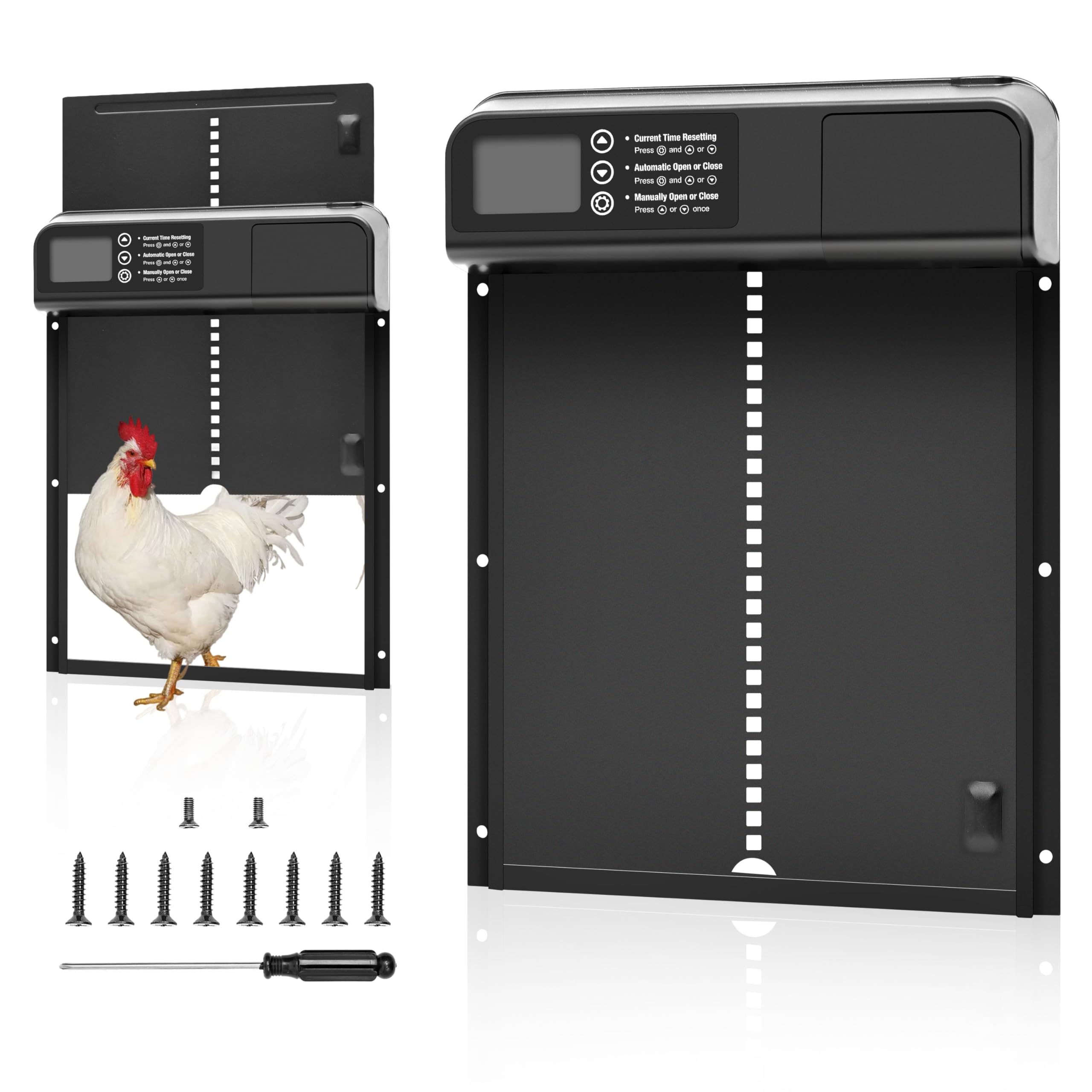 Porta Automatica Pollaio con Modalità Temporale, Pollaio Elettrico con Ampio Display Impermeabile, per una Conservazione Sicura del Pollo, Disponibile Anche per Porte Automatiche di Gattini e Cuccioli