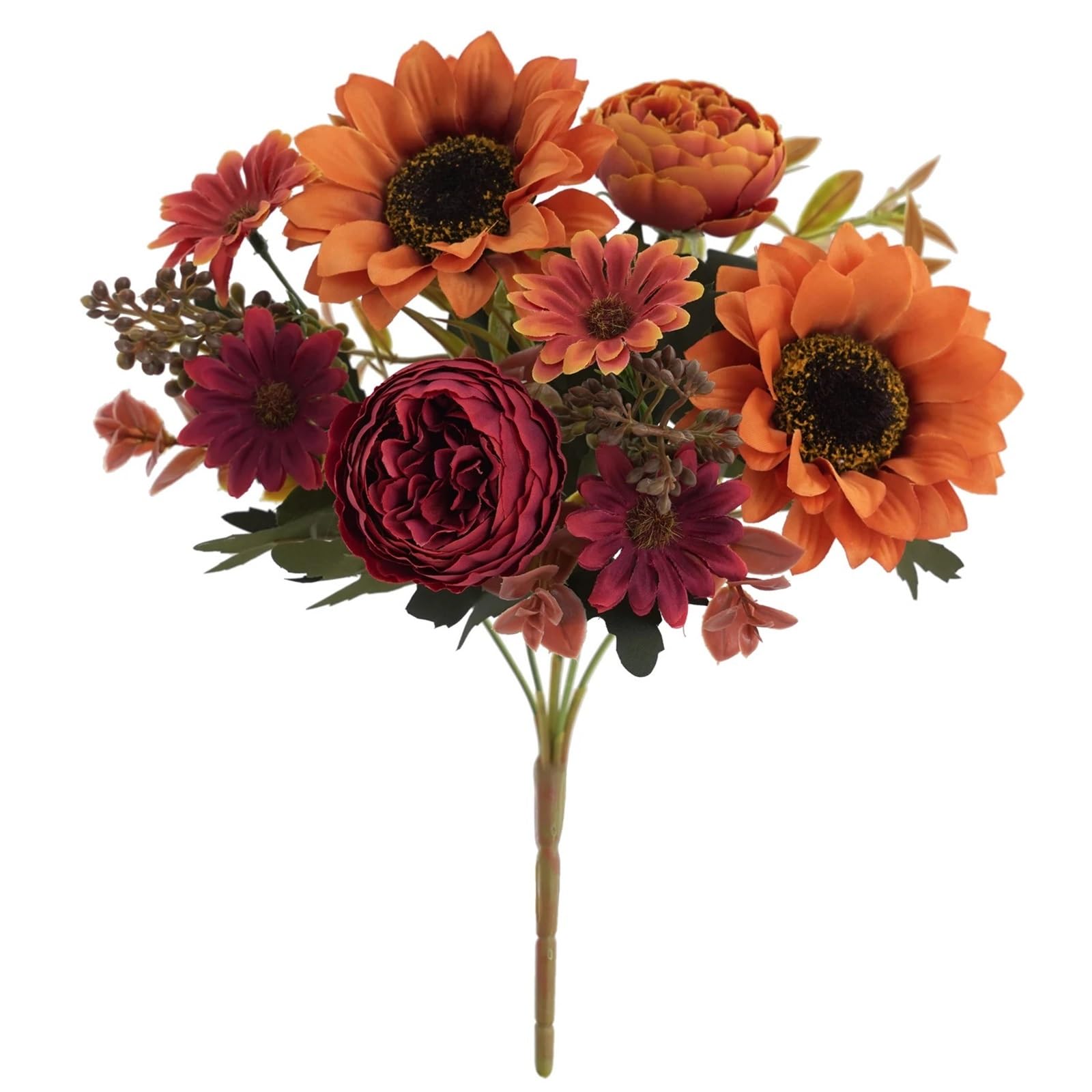 FonHNDG Artificial Flower Branches 1/4Pcs Sunflowers Peony Artificial Flowers Fall Summer Decor, Fake Silk Faux Sunflower Bouquet(Deep yellow-1pc)