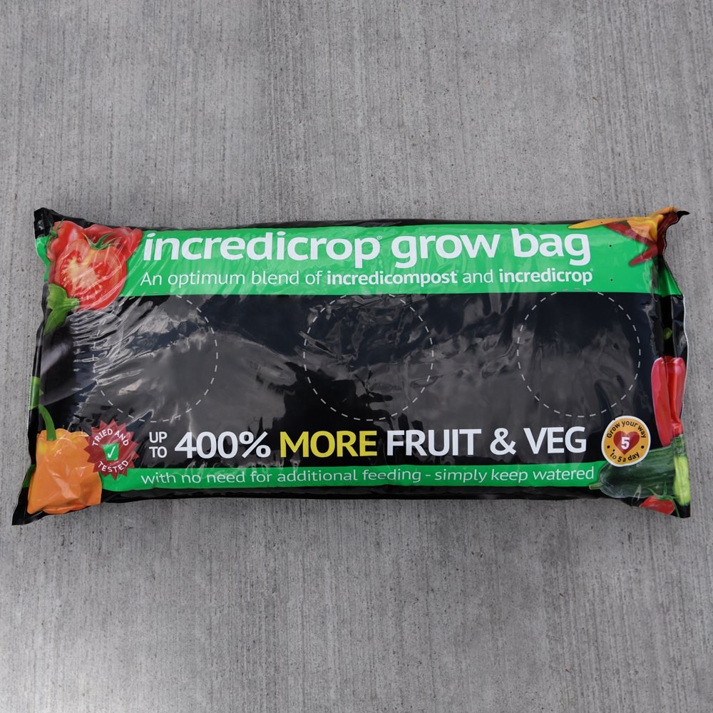 Grow Bag for Plants & Vegetable Multi-Purpose Slow Releasing Fertiliser & Compost Mix for Healthy Flowers, Fruit & Vegetables, 2 x Incredicrop® Growbags + 1 x 100g Incredicrop® Pack Thompson & Morgan