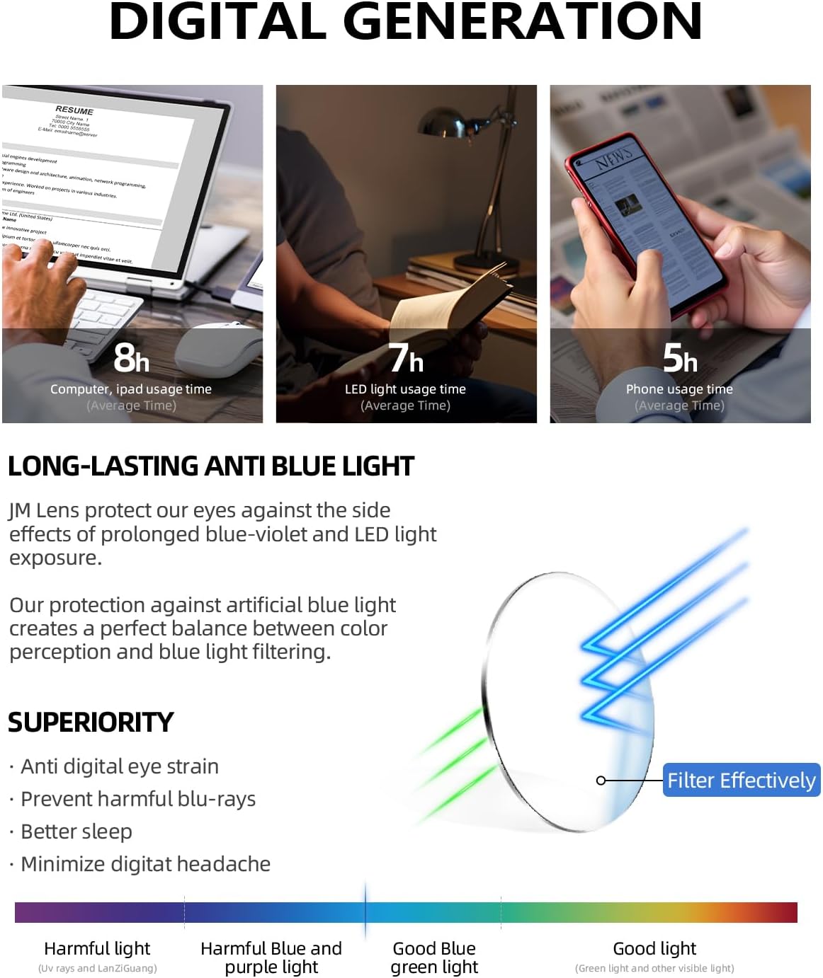 JM Al-Mg Metal Blue Light Blocking Glasses Men Women Anti Blue-Light Computer Glasses, Relieve Eyestrain and Eye Protection - Image 5