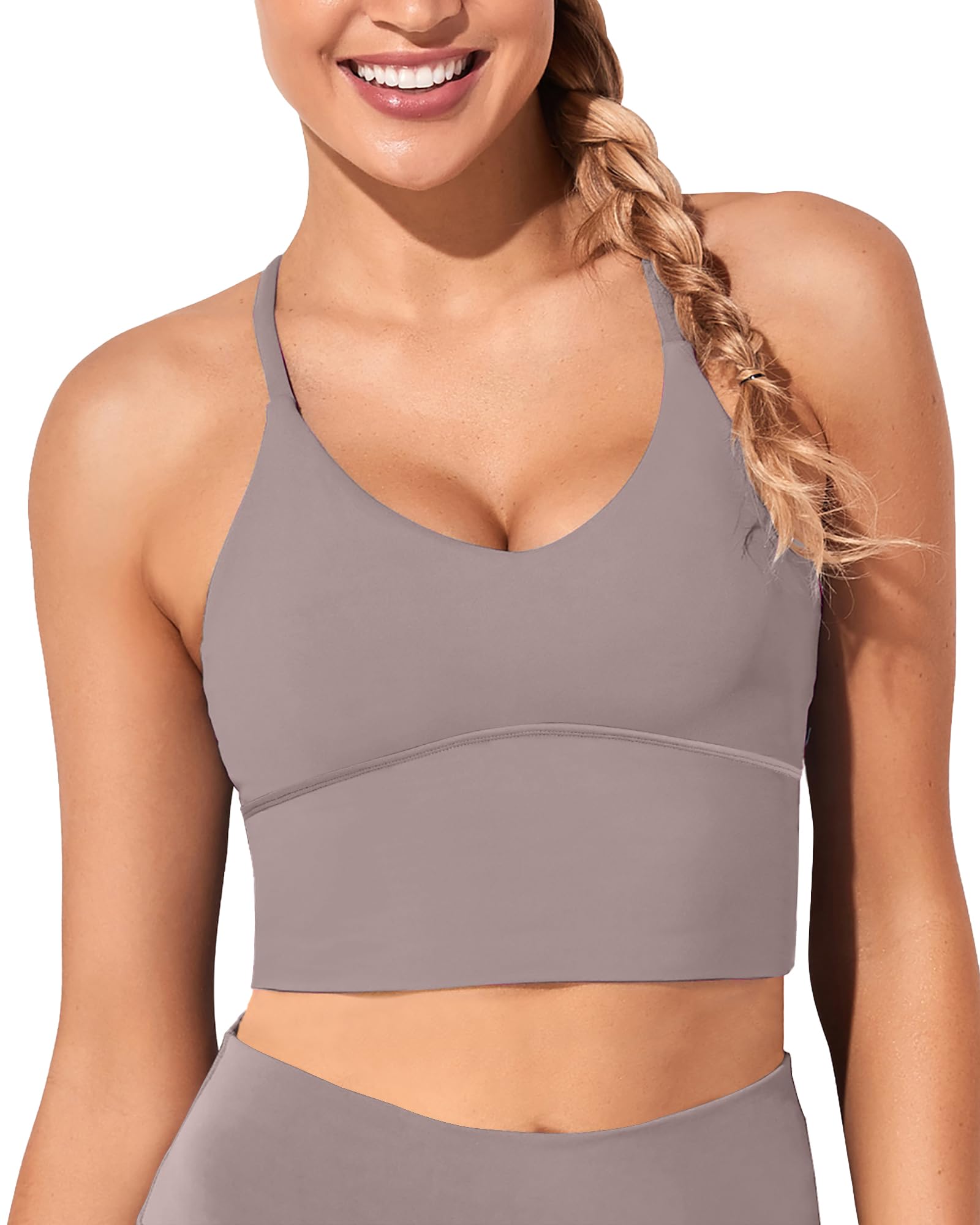 XUNYU Women Longline Sports Bra Workout Tank Tops Strappy Criss Cross Crop Fitness Gym Yoga Running Shirts