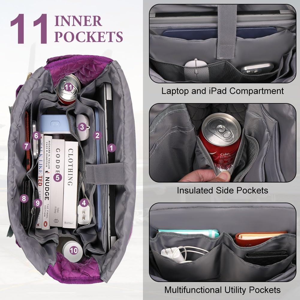 Bolsa de Profesora, Grande Bolso Portatil Mujer, Bolsa para Portátil Mujer con Compartimentos Aislantes, Resistente al Agua para Trabajo Negocios Escuela