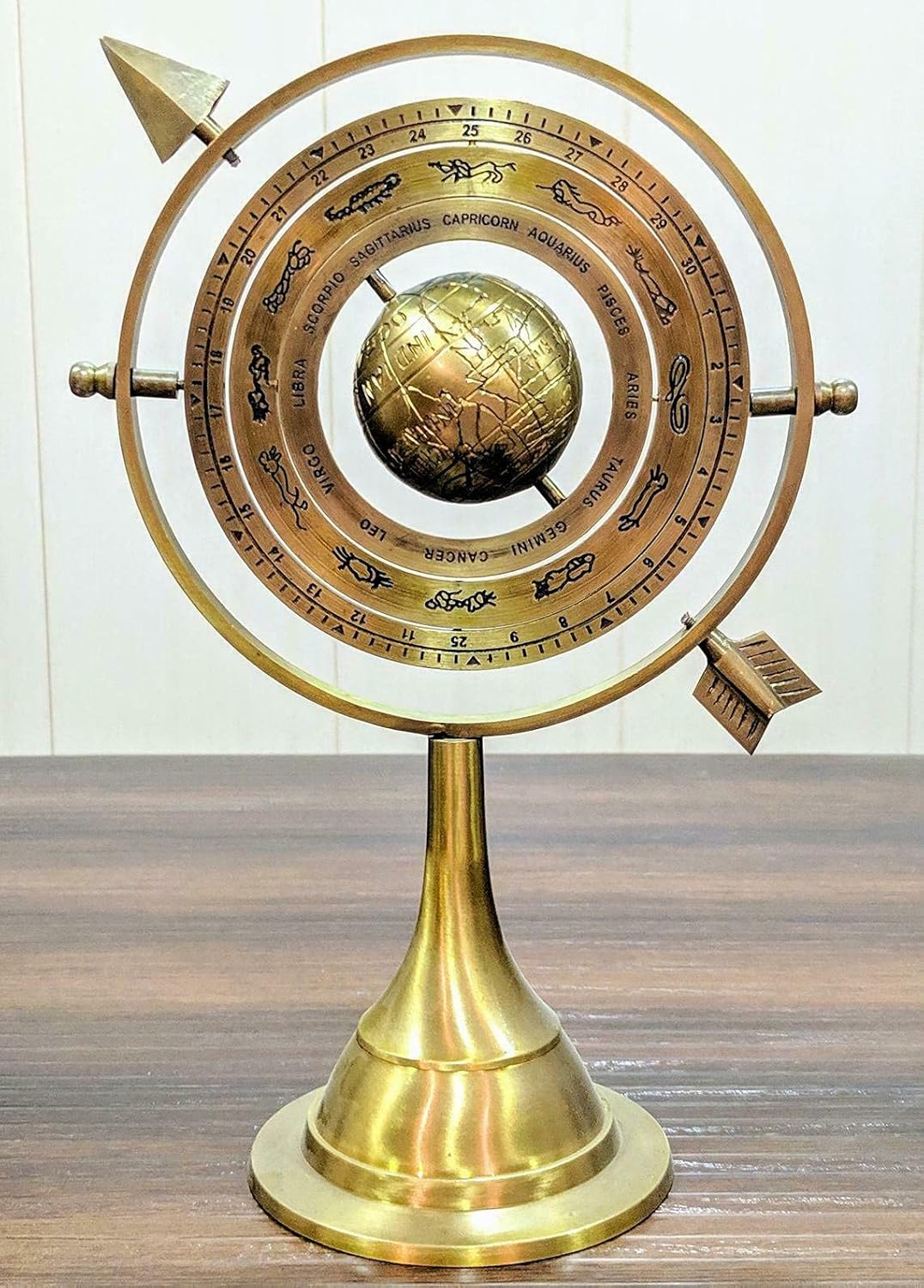 Brass Celestial Globe Armillary Globe Showpiece, Brass Armillary Sphere Decor