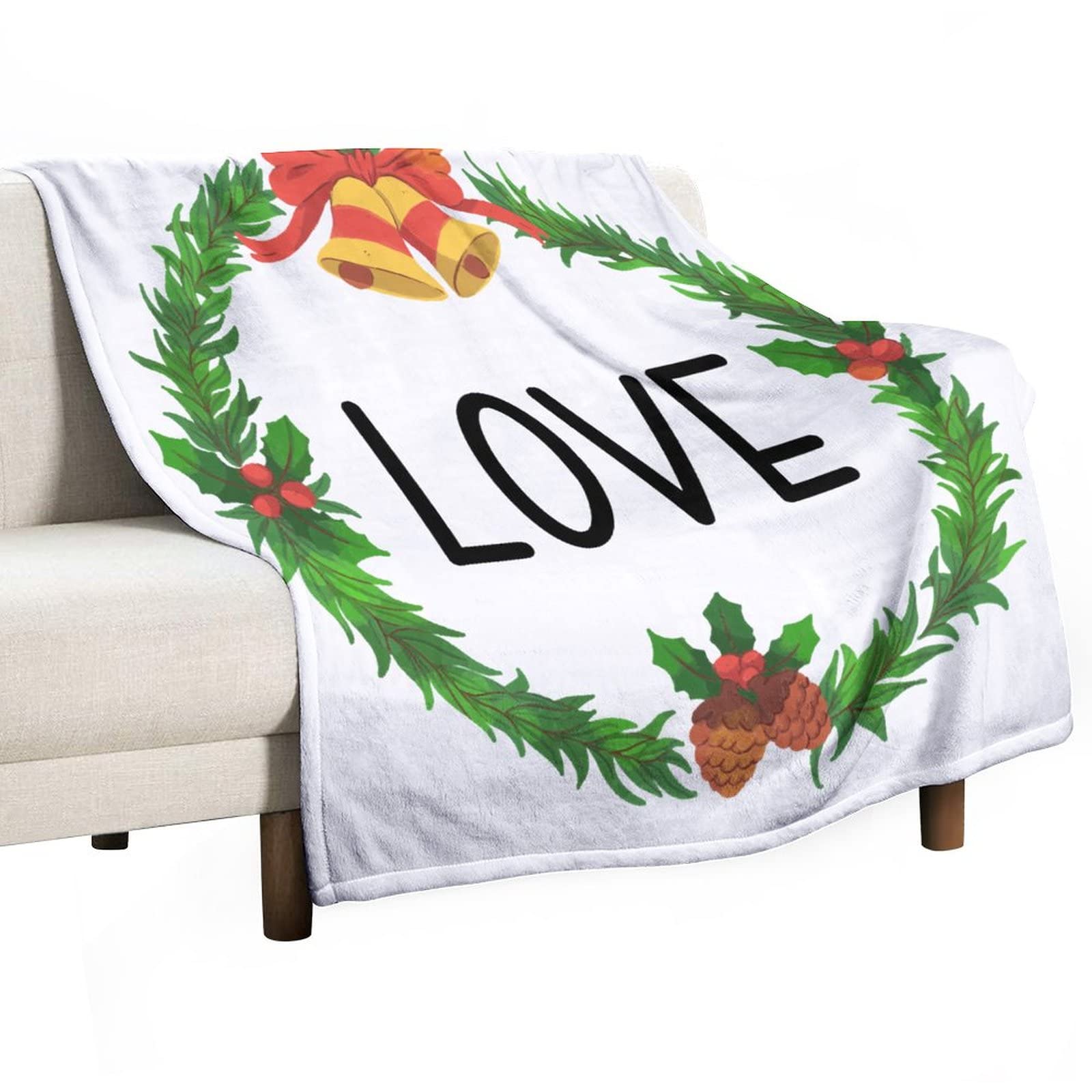 Couverture de Noël avec couronne d'amour partagez la chaleur