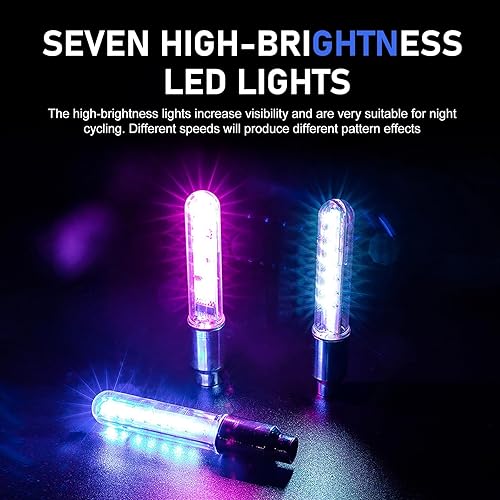 Miniatura 6 de 2 luces LED para rueda de bicicleta, luces impermeables de advertencia de bicicleta de montaña, cambio de patrón múltiple de 3.7 pulgadas, luz de