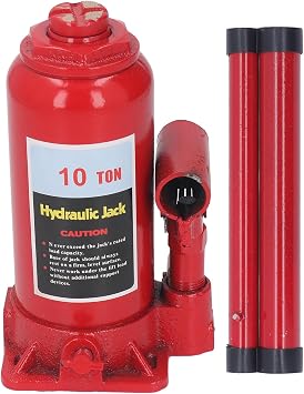FLEXMAN 10T Hydraulic Bottle Jack, Multi Purpose Hydraulic Welded Bottle Jack, Hand Operated Low Position Bottle Jack with Dual Stage Hardened Steel Slider for Car Van SUV