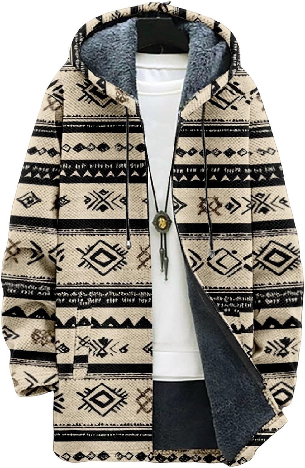 Men's Autumn/Winter Fleece Jacket Vintage Fashion Zipper Jacket Fun Artistic Plant Print Graphic Sweatshirt