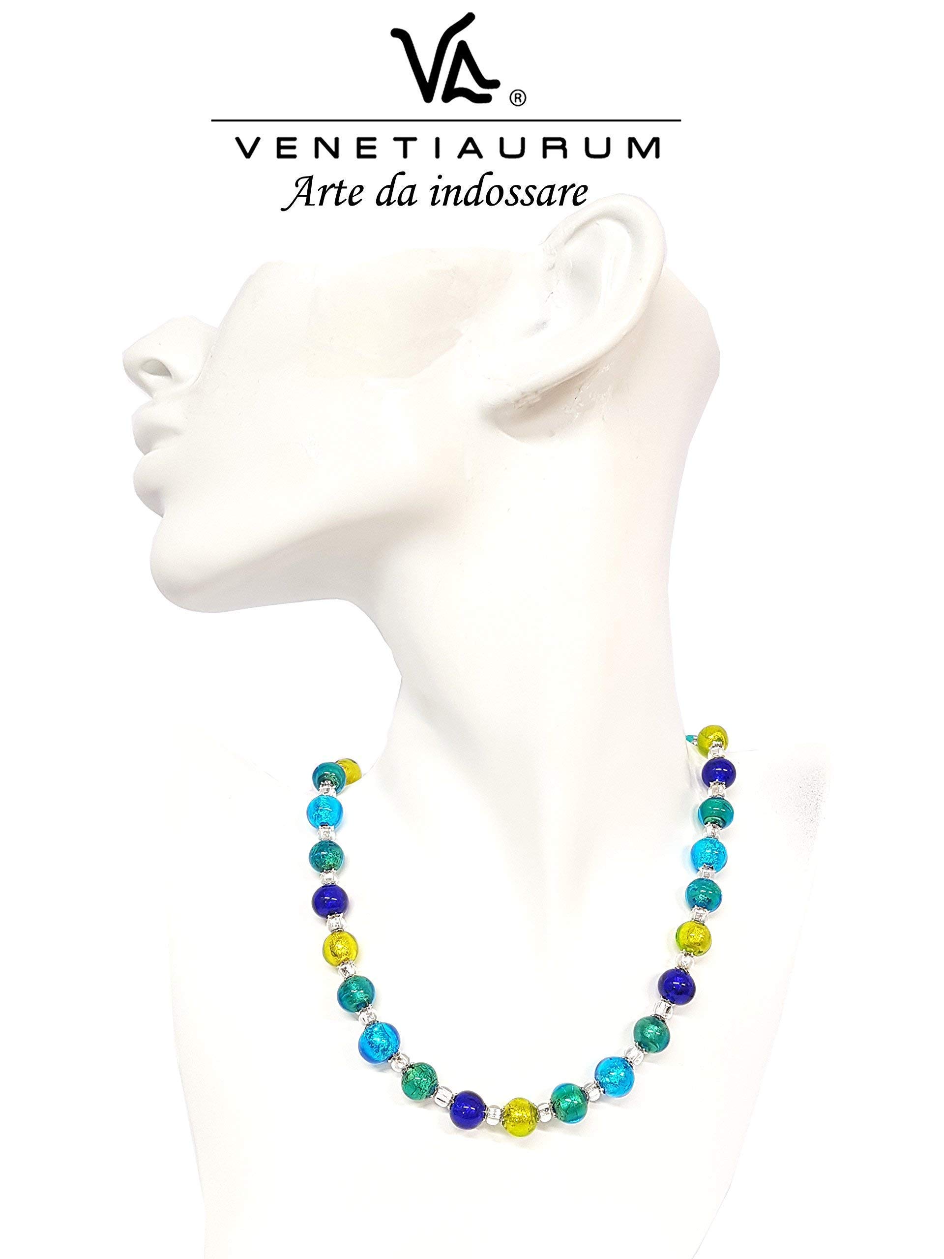 Venetiaurum - Halskette aus Muranoglas und 925 Silber zertifiziert made in Italy